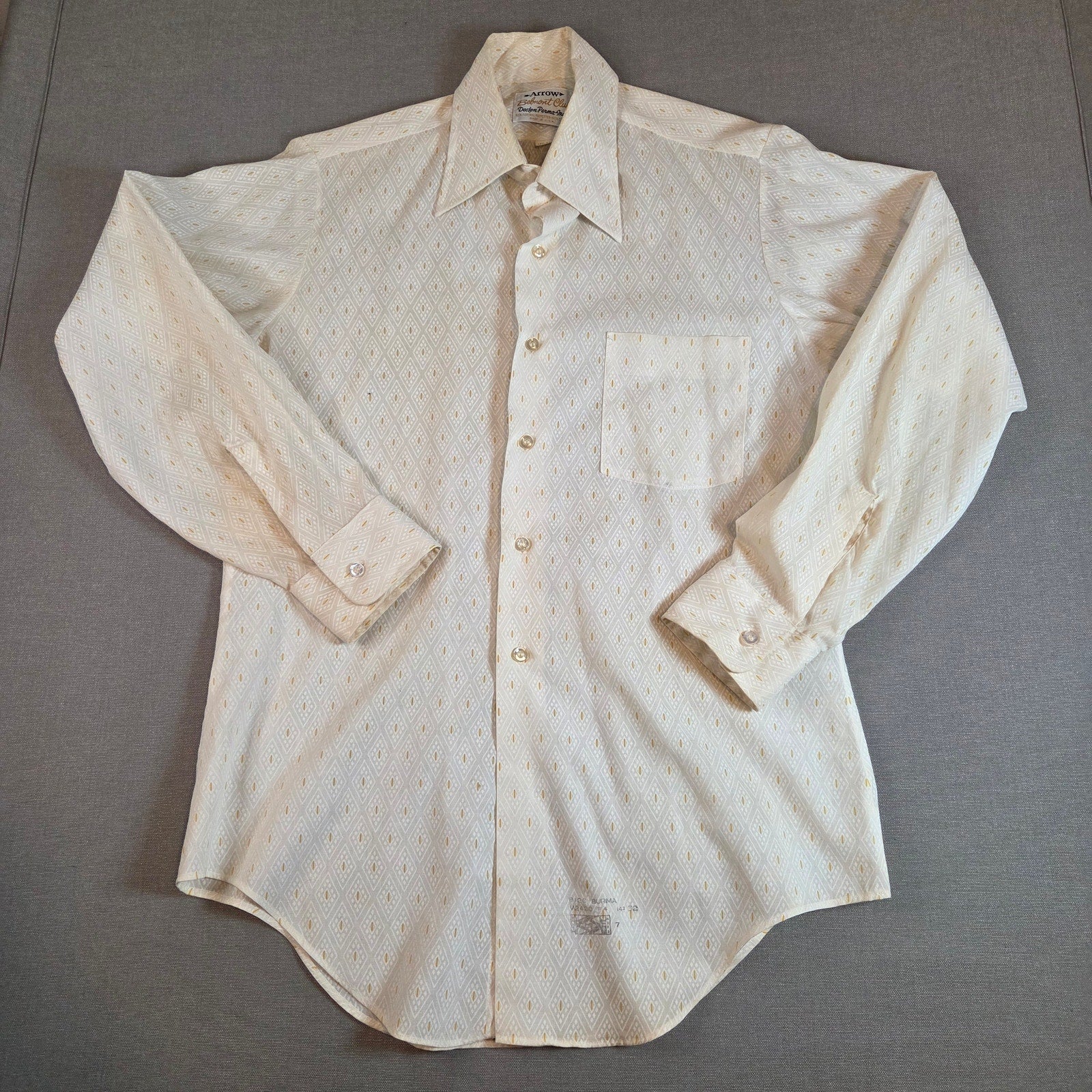 Vintage 1960s Arrow Belmont Club Decton Perma-Iron Shirt USA 14.5-32