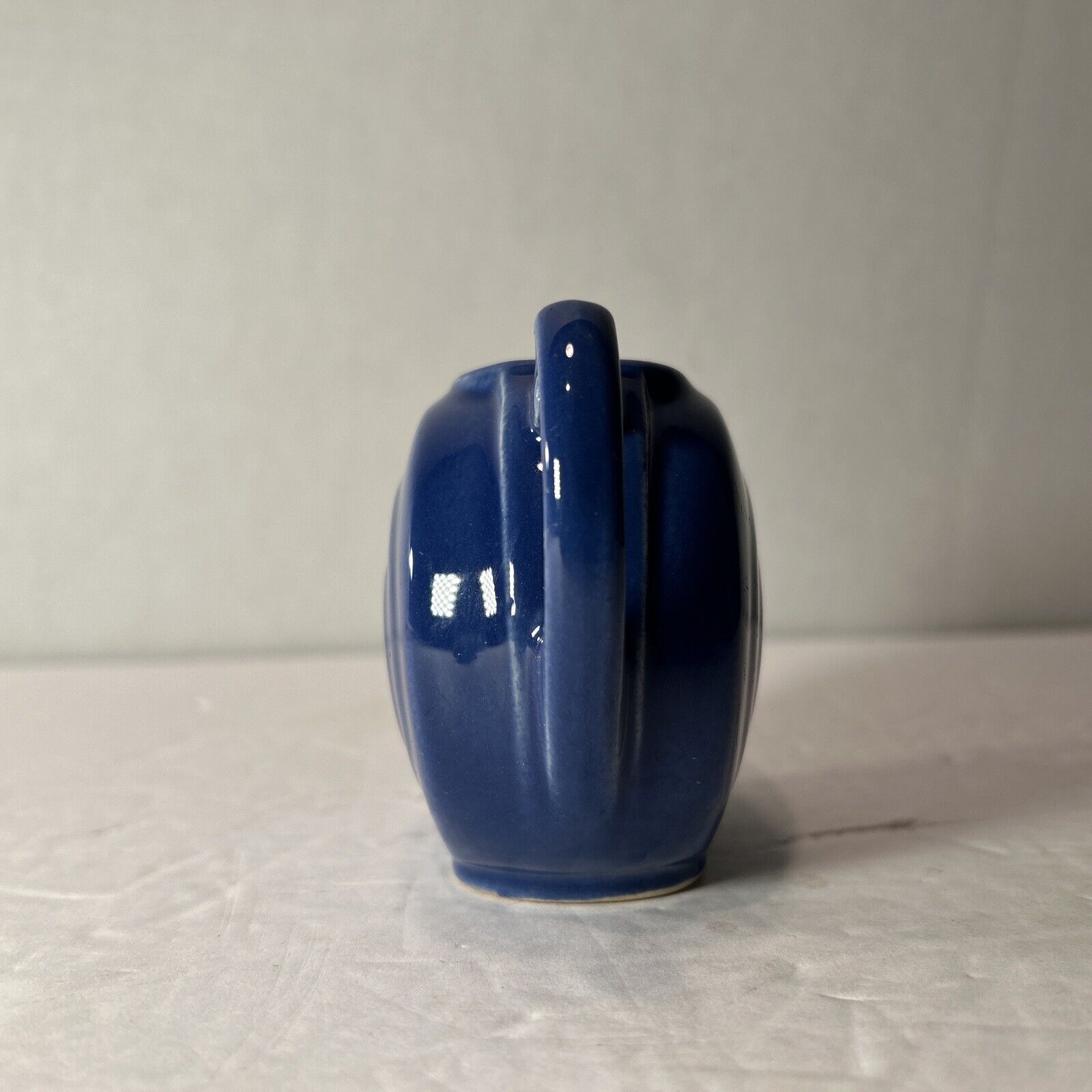 Set of 2 Vintage Cobalt Blue Ceramic Creamer & Sugar Pitchers