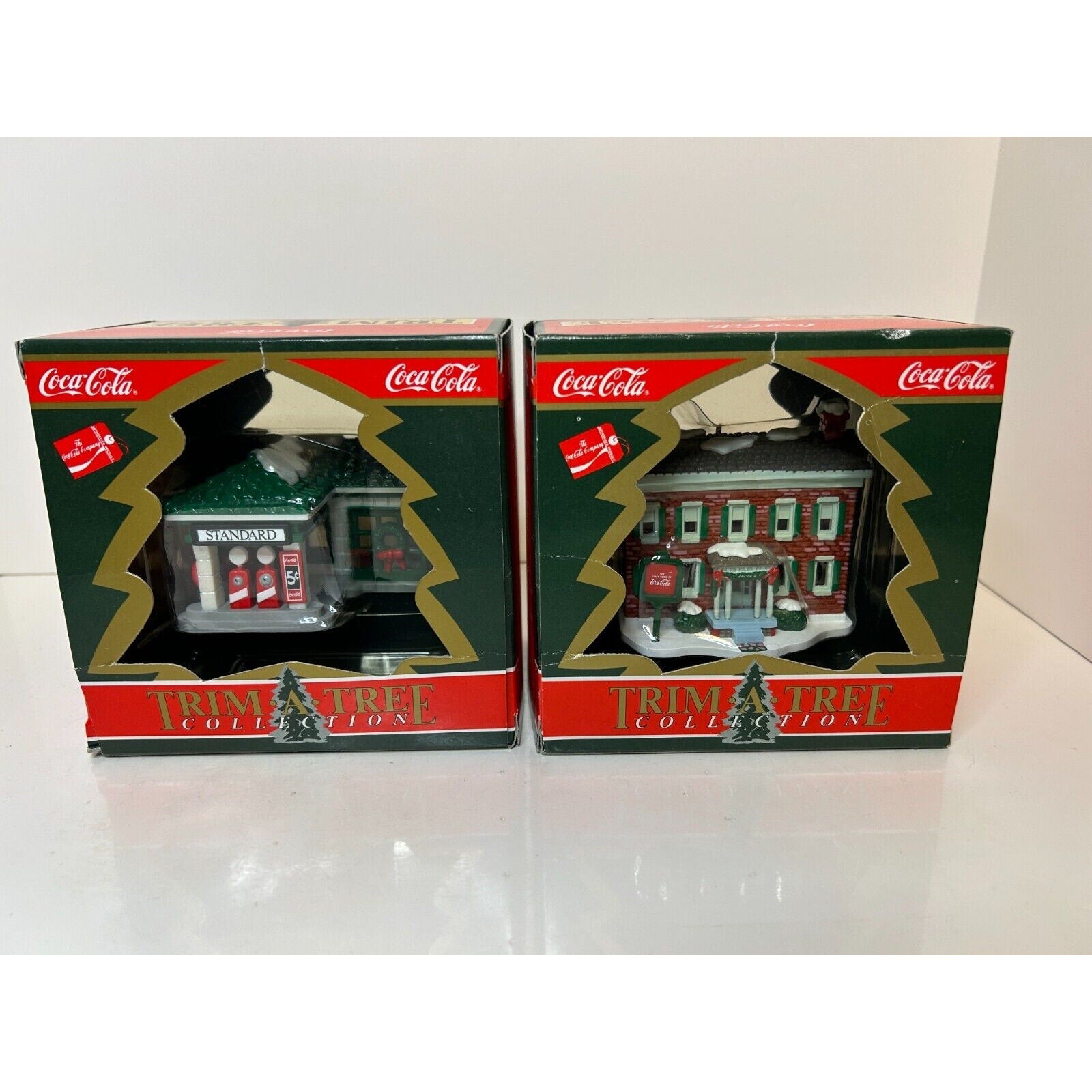 Coca-Cola Trim-A-Tree Collection Ornaments Set of 2 Vintage 1990s x79