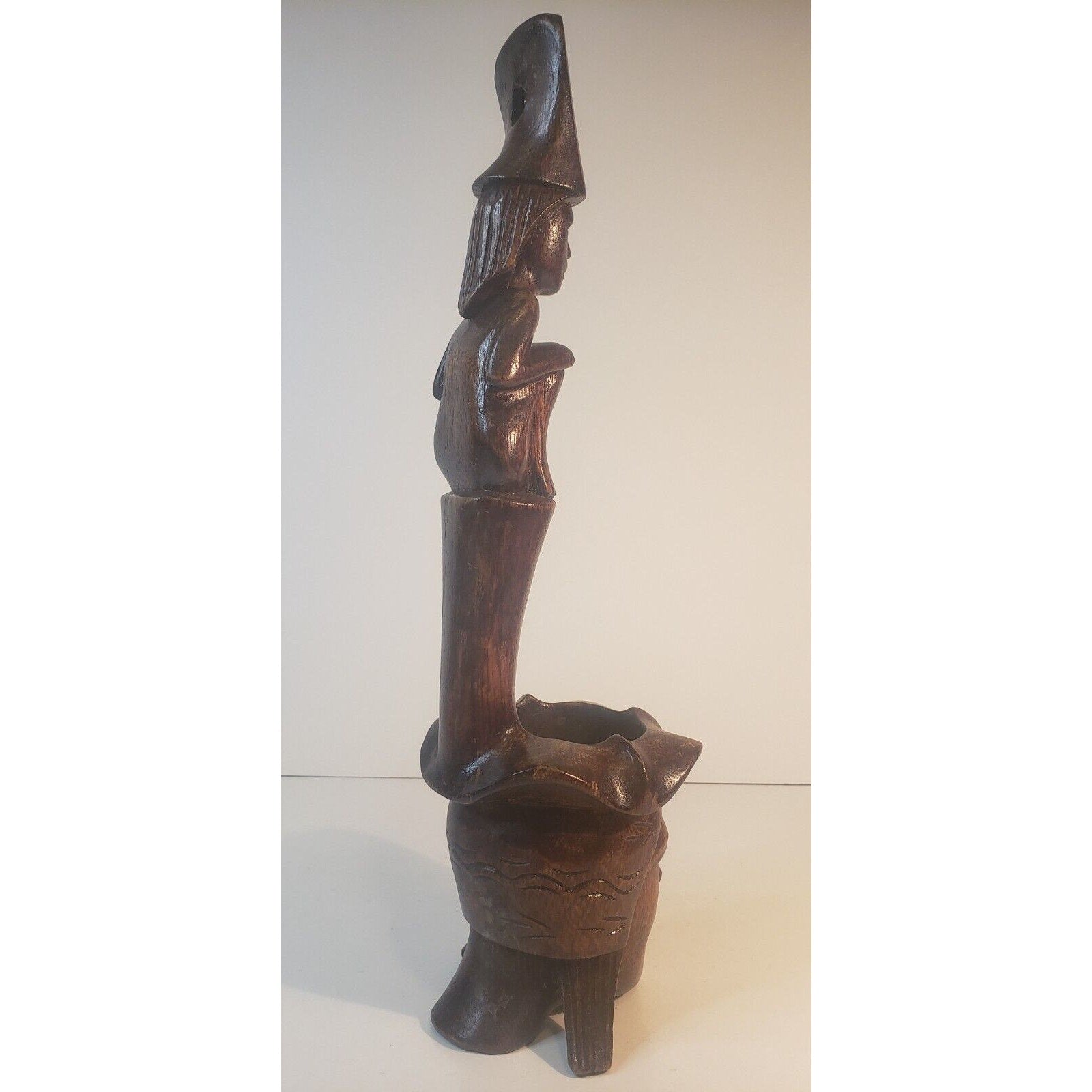 Vintage Igorot Ifugao Philippine Hand-Carved Wood Offering Ladle Bowl 14"