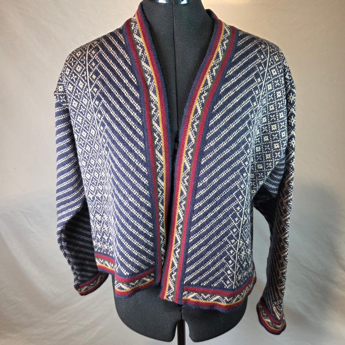 ODA of Norway Womens M Open Front Nordic Wool Cardigan Sweater Denmark Made