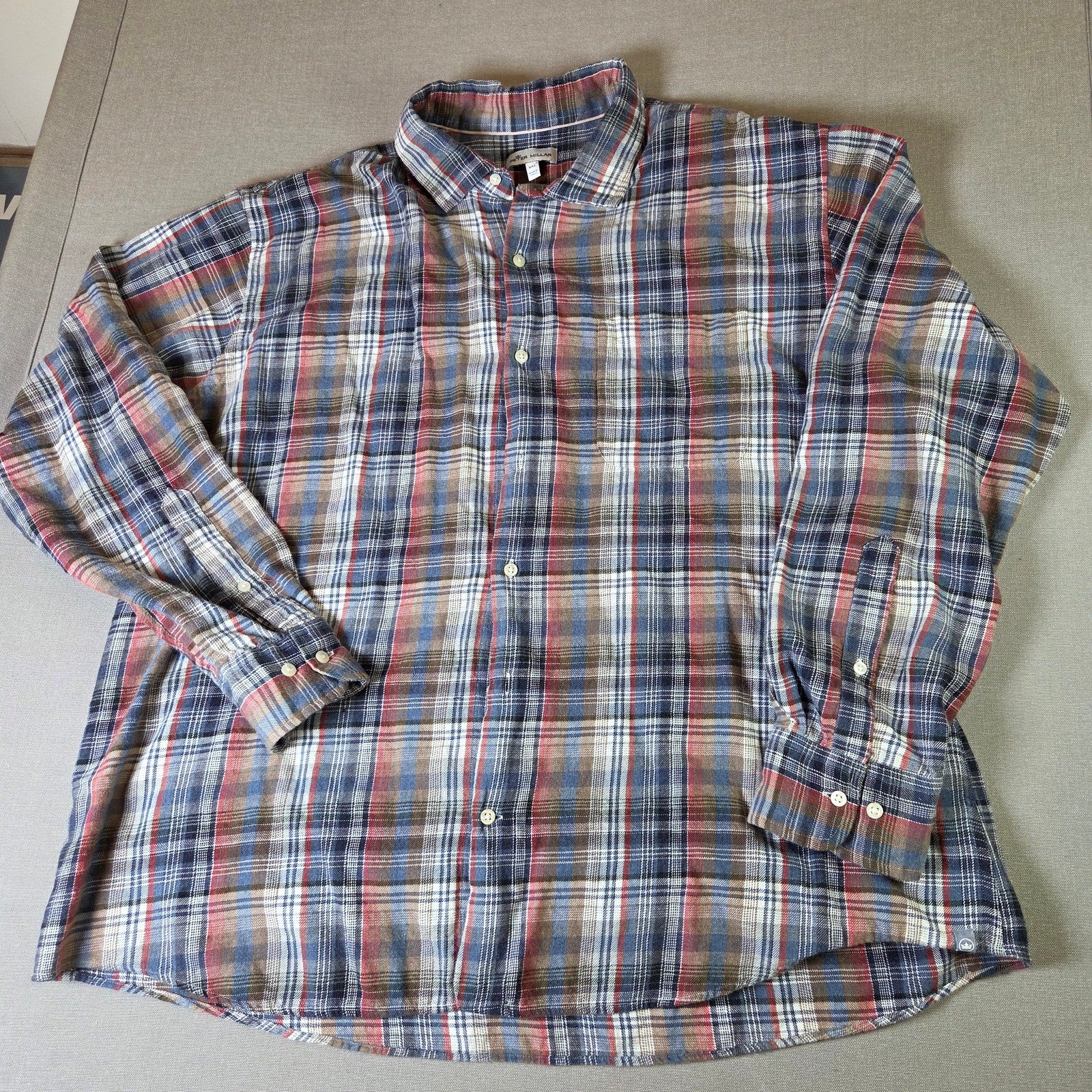 Peter Millar XXL Plaid Flannel Button-Down Shirt Long Sleeve Cotton