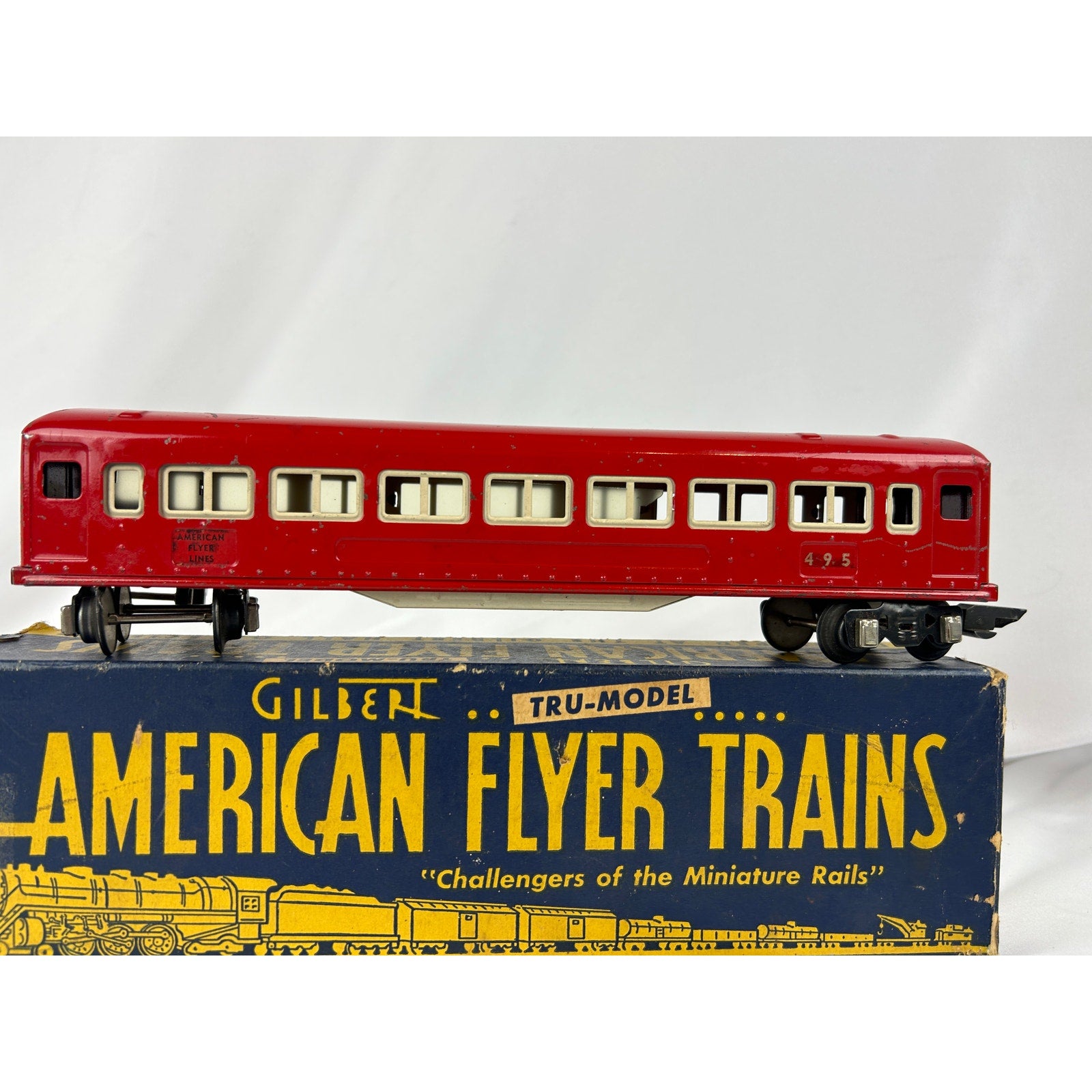 American Flyer 495 Red Passenger Car Prewar 3/16 O Gauge w Box
