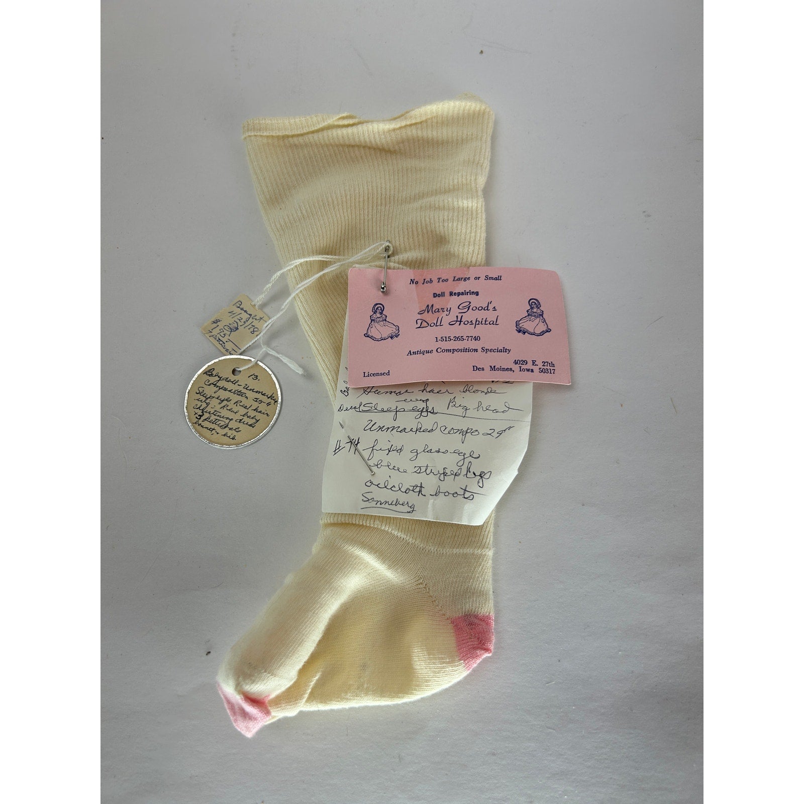 Unmarked 29" Composition Baby Doll c.1915–20s, Sleep Eyes, Human Hair Wig