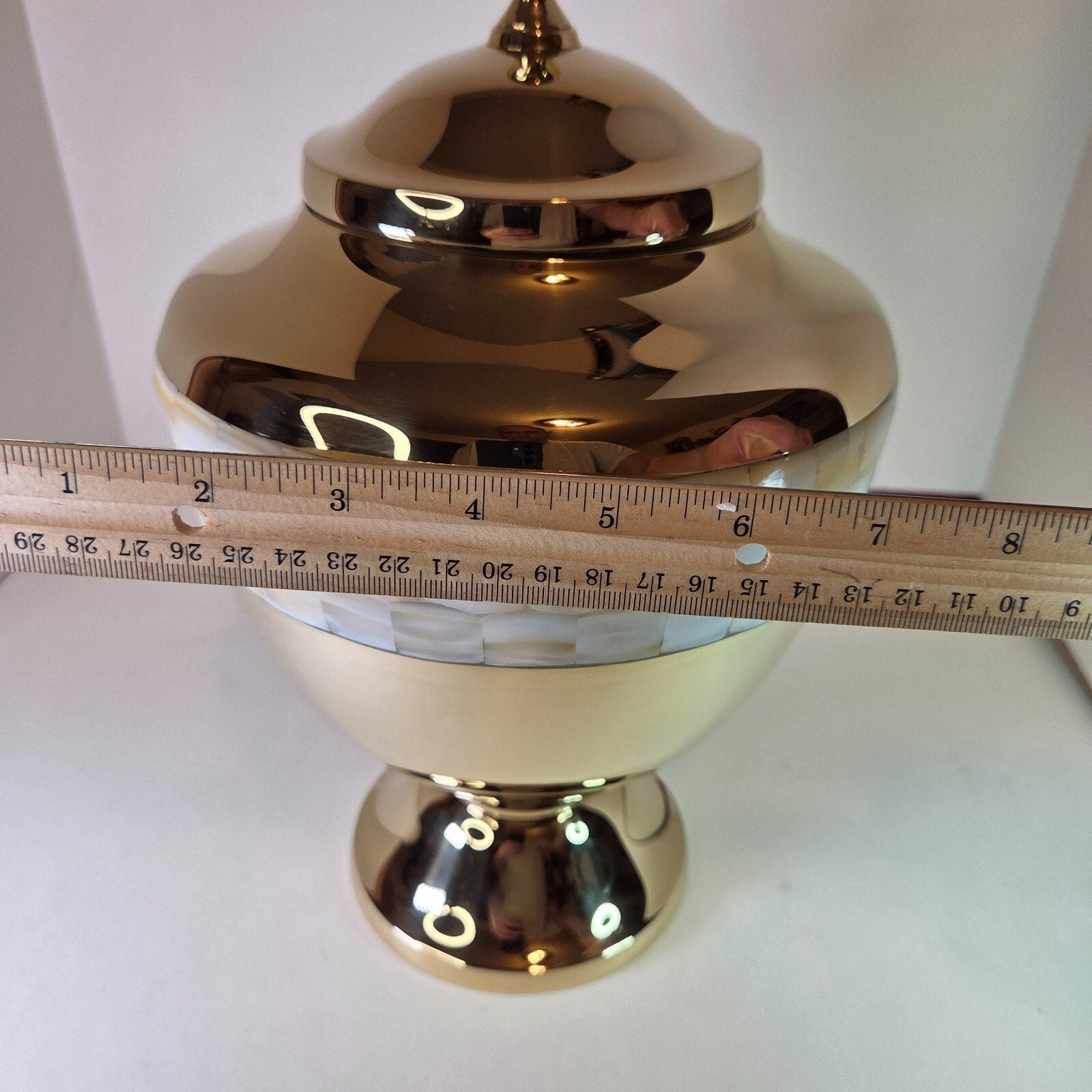 Large 12" Metal Brass Mother of Pearl Chalice Urn for Human Ashes