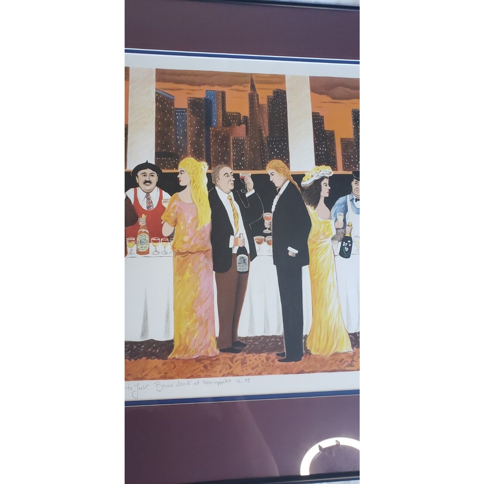 Guy Buffet Signed Wine Tasting Ltd Ed Print 354/500 Framed 26.5" x 43.5"