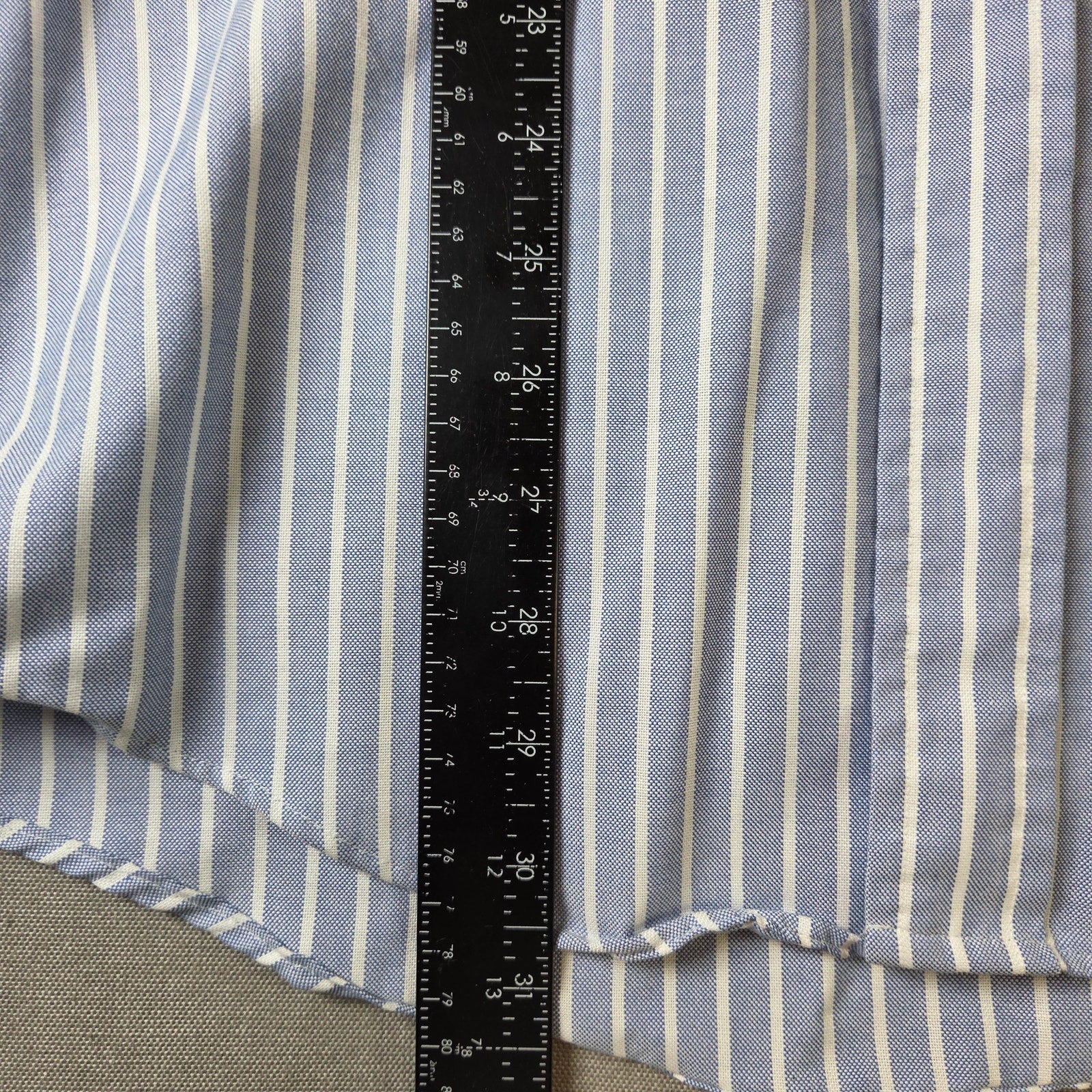 L.L. Bean Vintage Blue White Striped Button Down Shirt Made USA 15 36