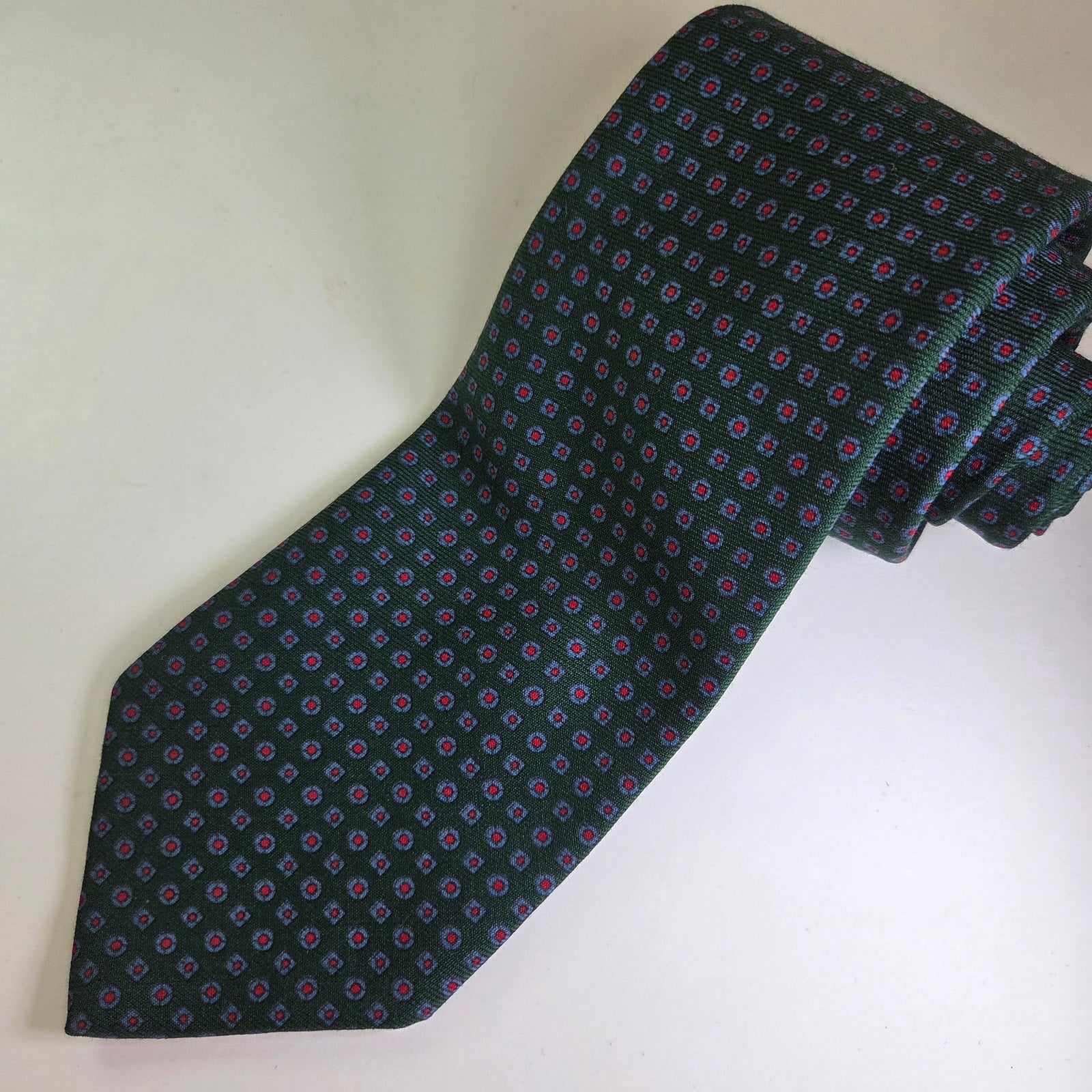 Vintage Reis Green Repp Stripe Tie for Dayton’s Northbriar Shop 4"x56.5"