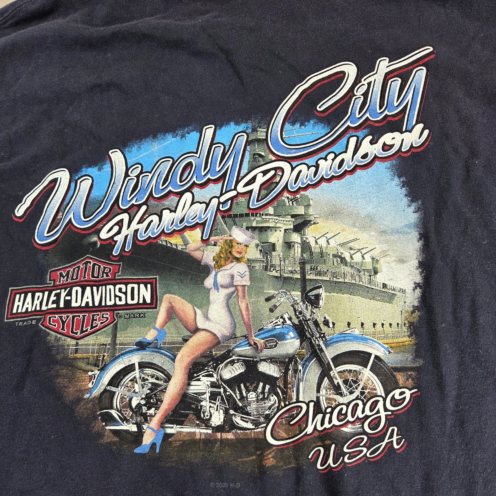 Harley-Davidson 2009 Windy City Chicago Pinup Long Sleeve T-Shirt 2XL USA
