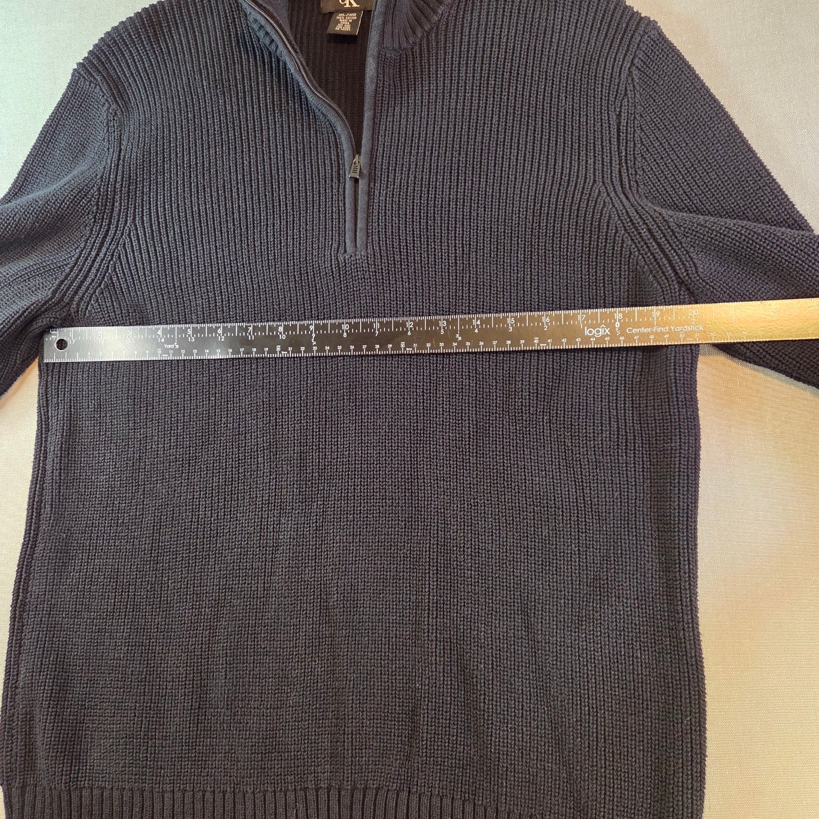 Calvin Klein Navy 1/4 Zip Cotton Sweater Men’s XL (Fits Like Large)