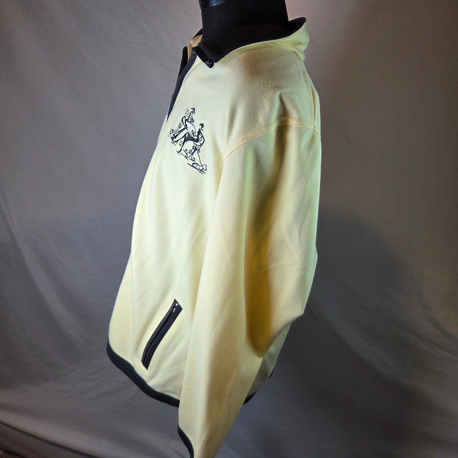 Koret Womens L Full Zip Knit Jacket Cafe Scene Embroidered Macau Vintage 90s