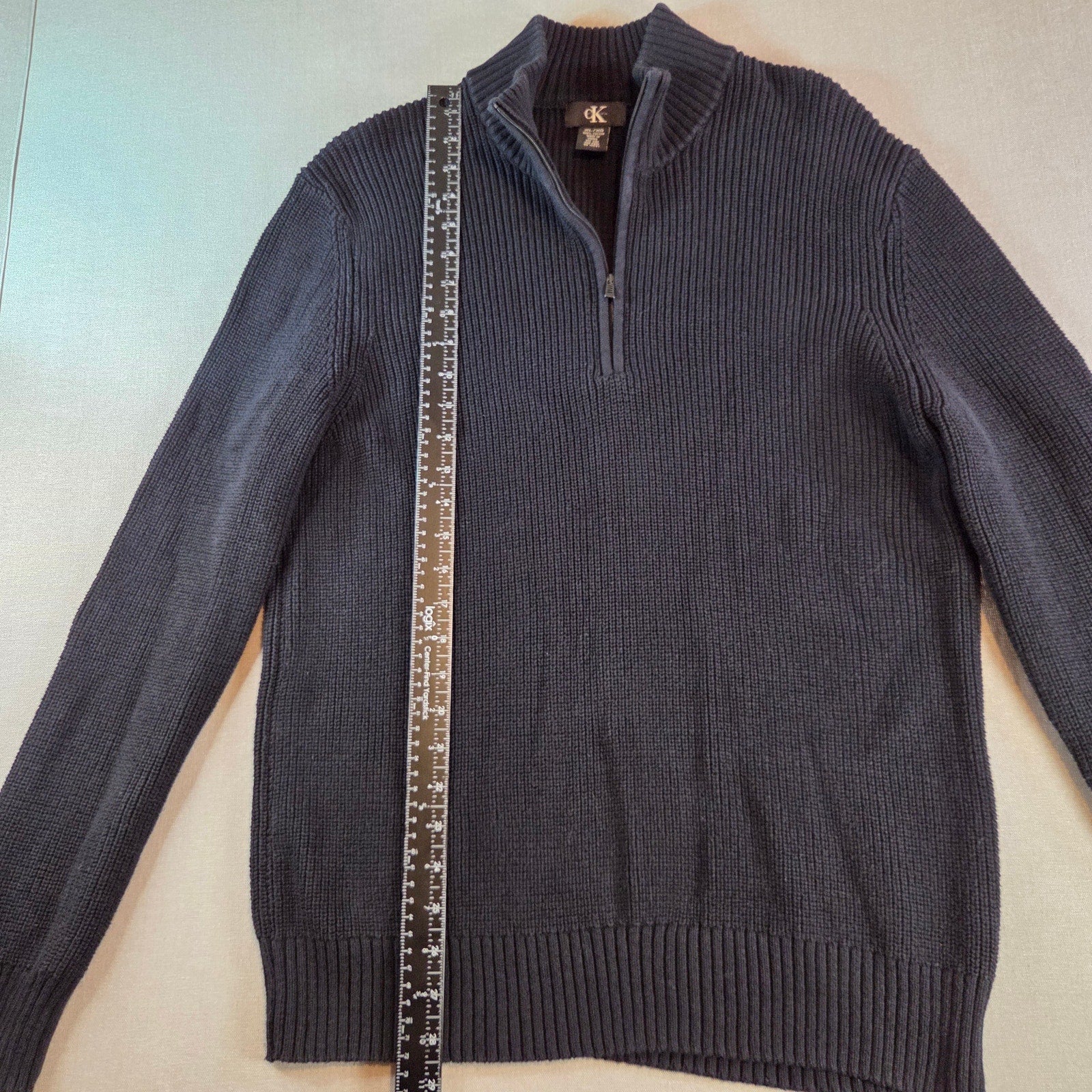 Calvin Klein Navy 1/4 Zip Cotton Sweater Men’s XL (Fits Like Large)