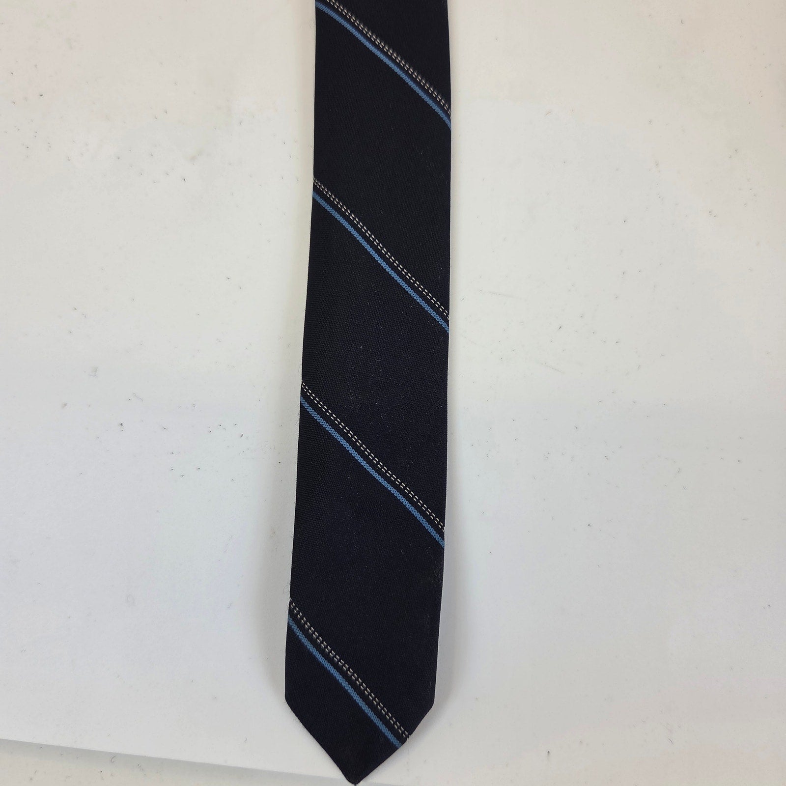 Vintage Yves Saint Laurent YSL Striped Necktie Embroidered Logo 56" x 3"