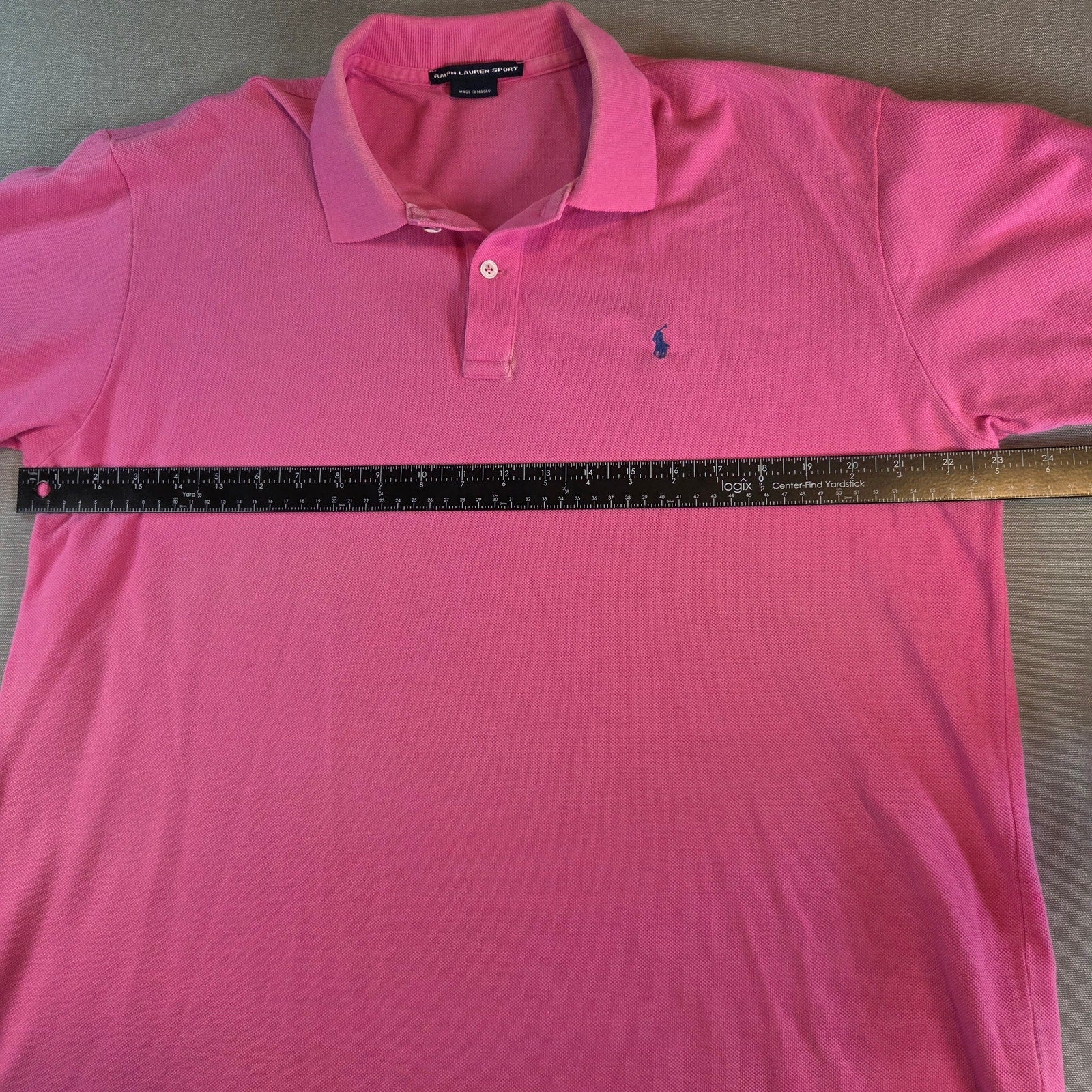 Ralph Lauren Sport Polo Shirt XL Pink Cotton Short Sleeve Made in Macau