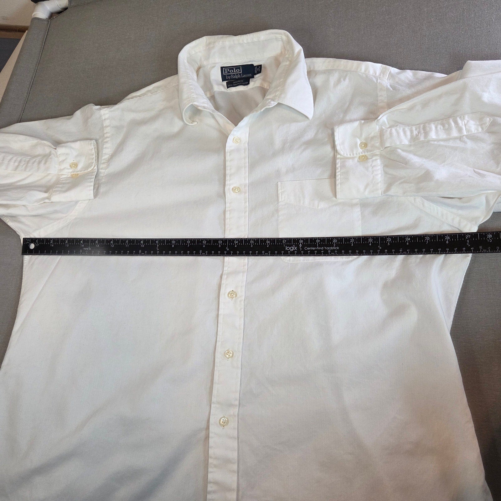 Polo Ralph Lauren Andrew White Dress Shirt 18 34/35 Made in Hong Kong