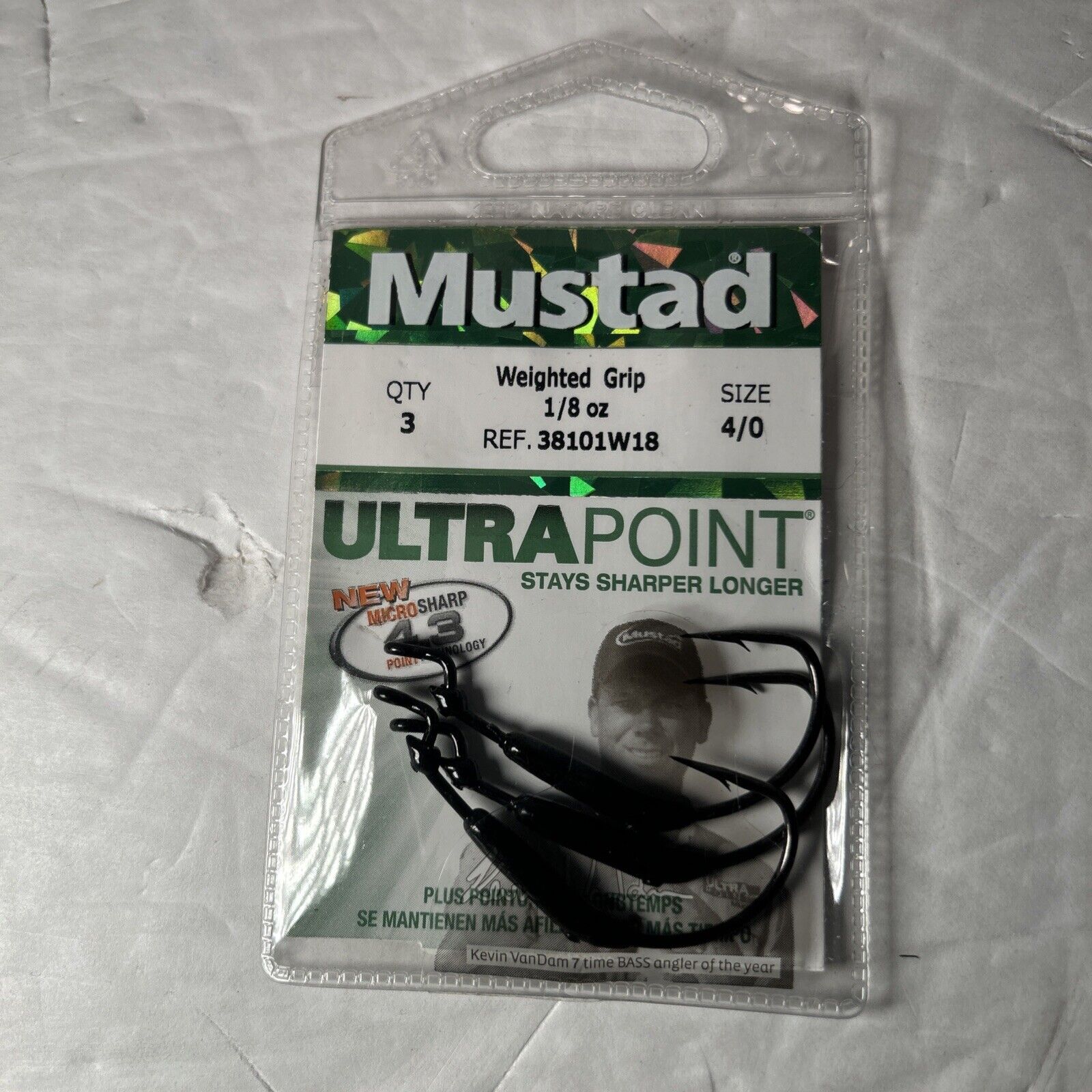 3 Mustad Weighted Grip 1/8 oz 38101W18 Size 4/0