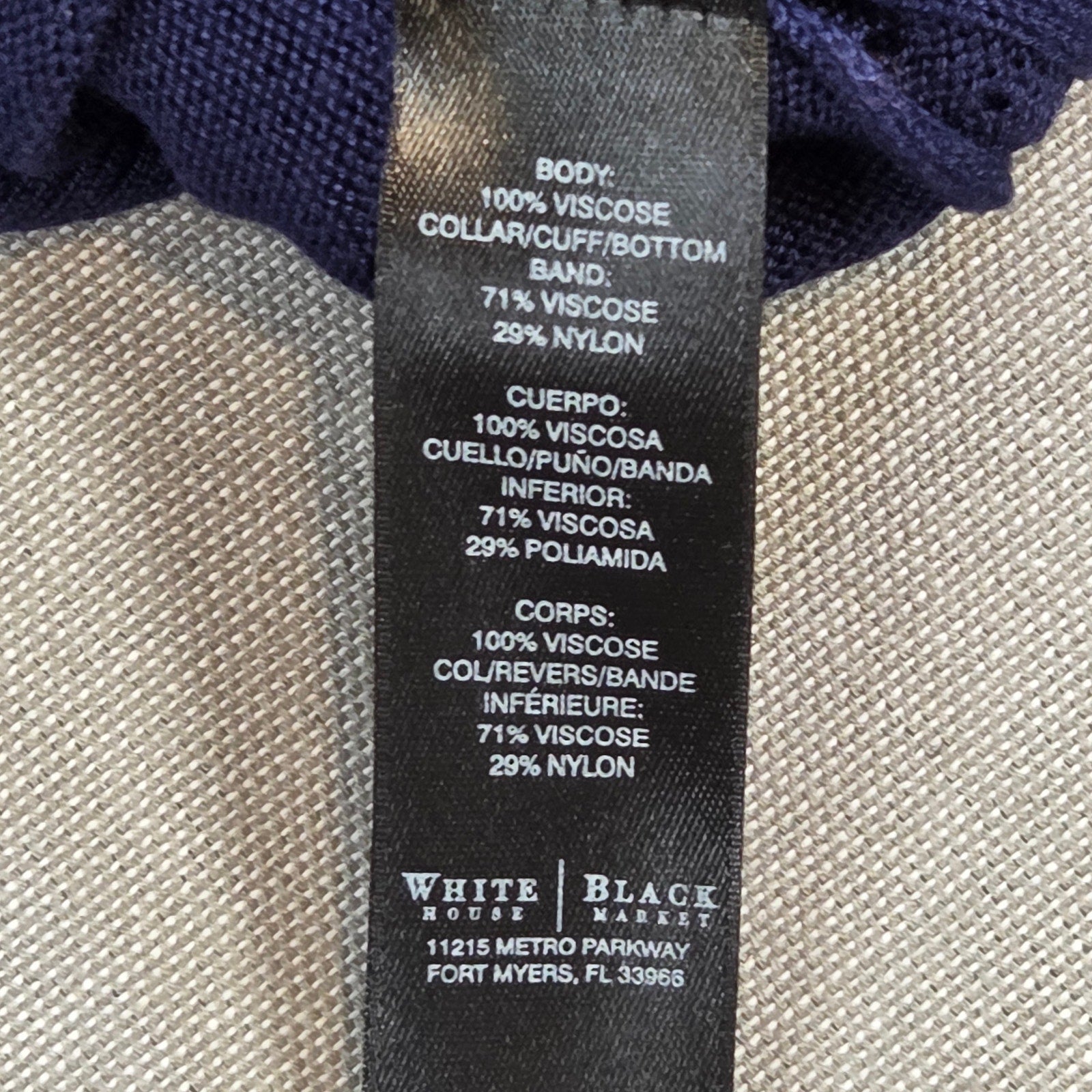 White House Black Market Purple Knit Viscose Top Blouse Size M Women’s