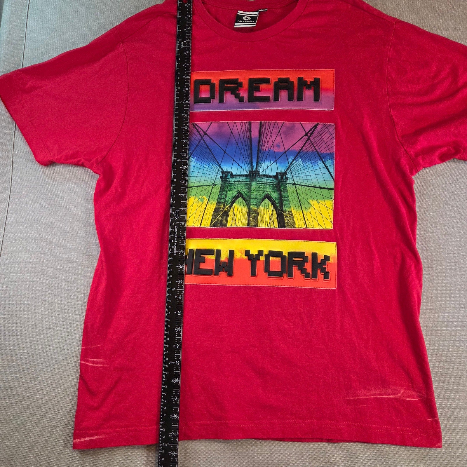 Akademiks Dream New York Rainbow Graphic Tee Shirt Men’s 2XL Red