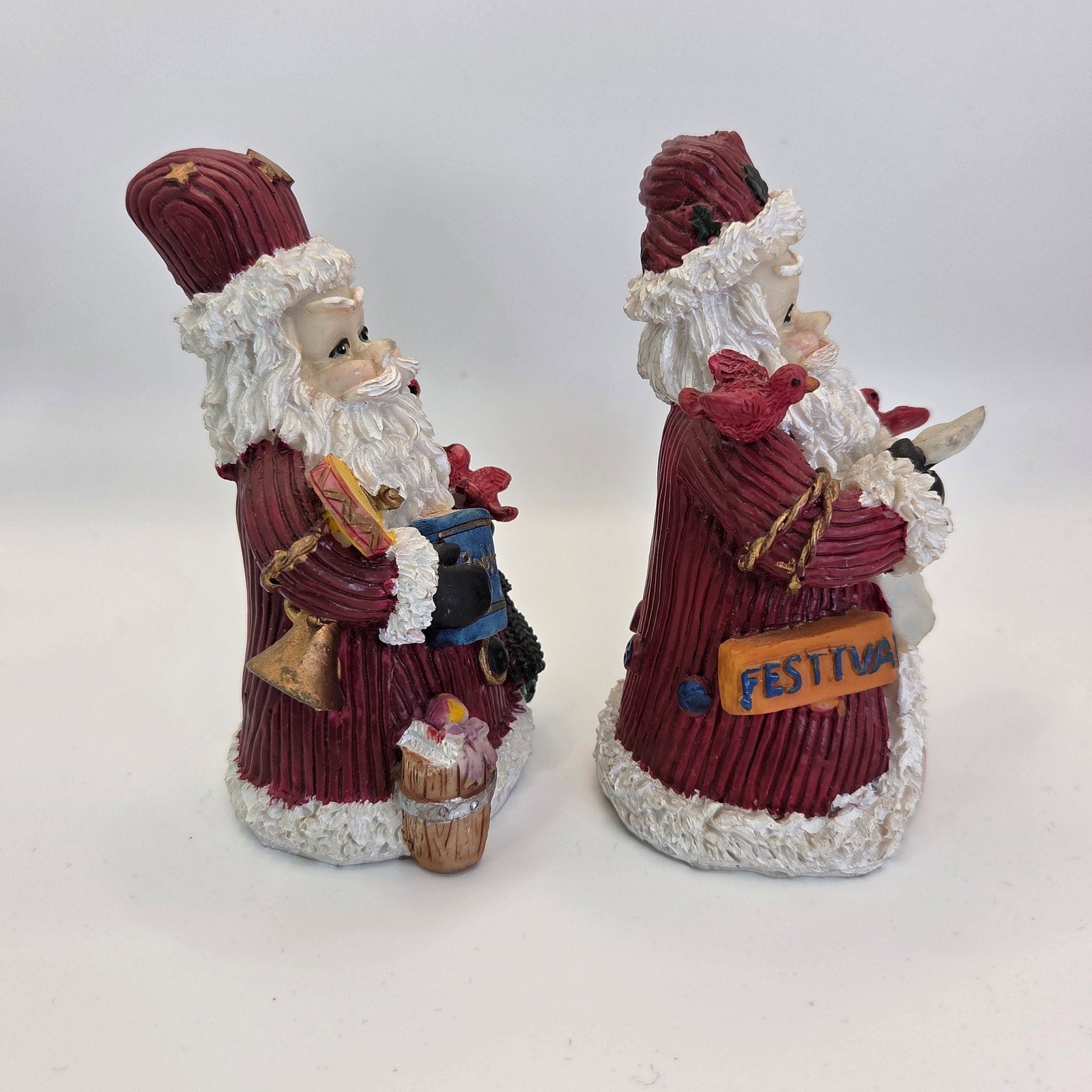 Set of 2 Vintage Style Santa Claus Figurines – Holiday Christmas Decor