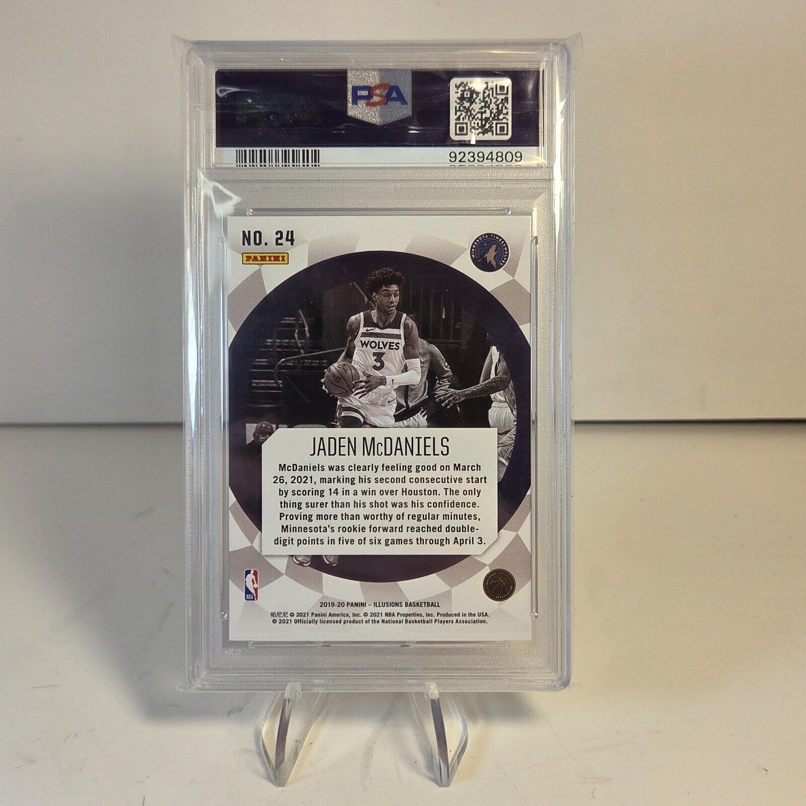 2020 Panini Illusions Jaden McDaniels Gold 4/10 PSA 10 Pop 1 Rookie