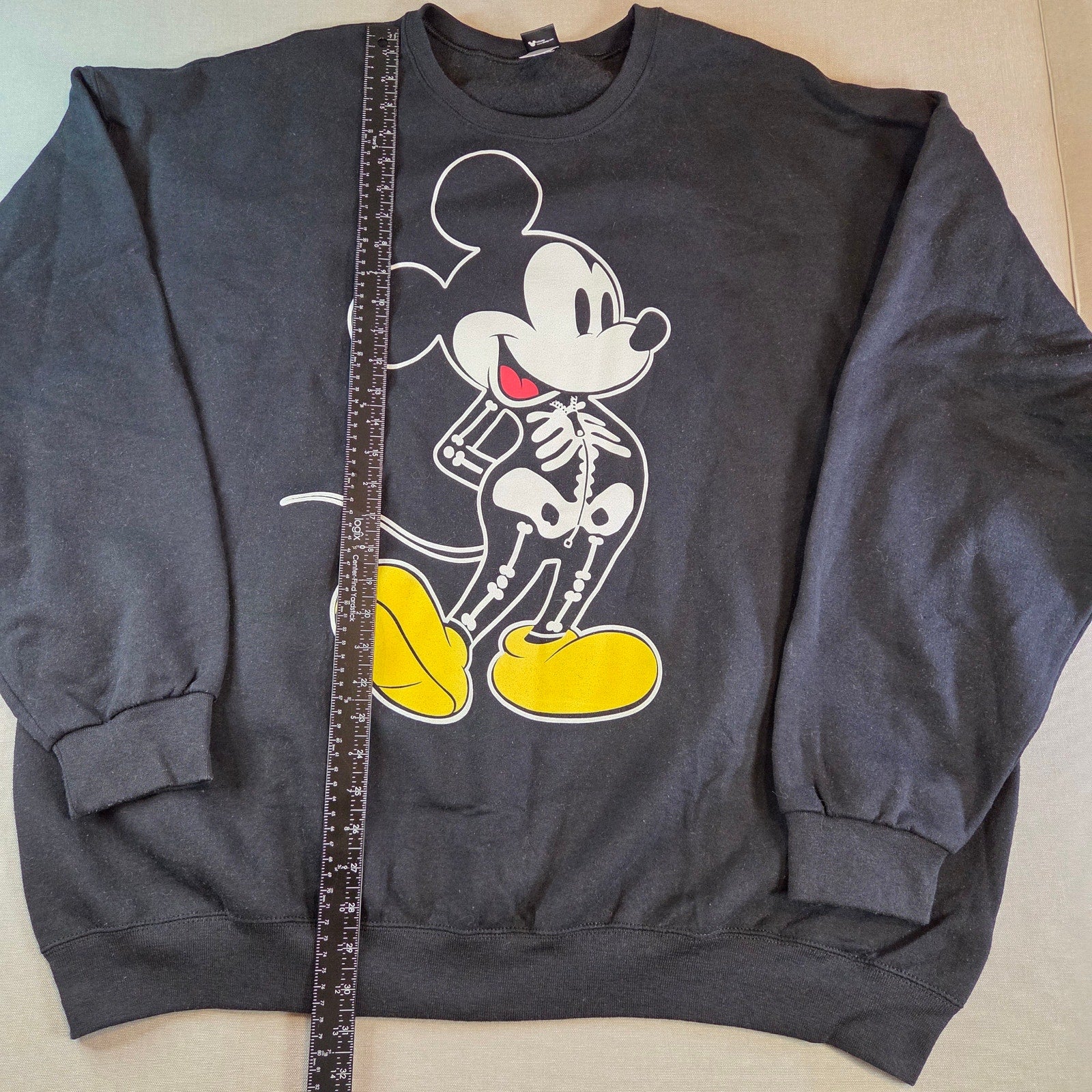 Disney Mickey Mouse Skeleton Sweatshirt XXL Spooky Graphic Crewneck Black