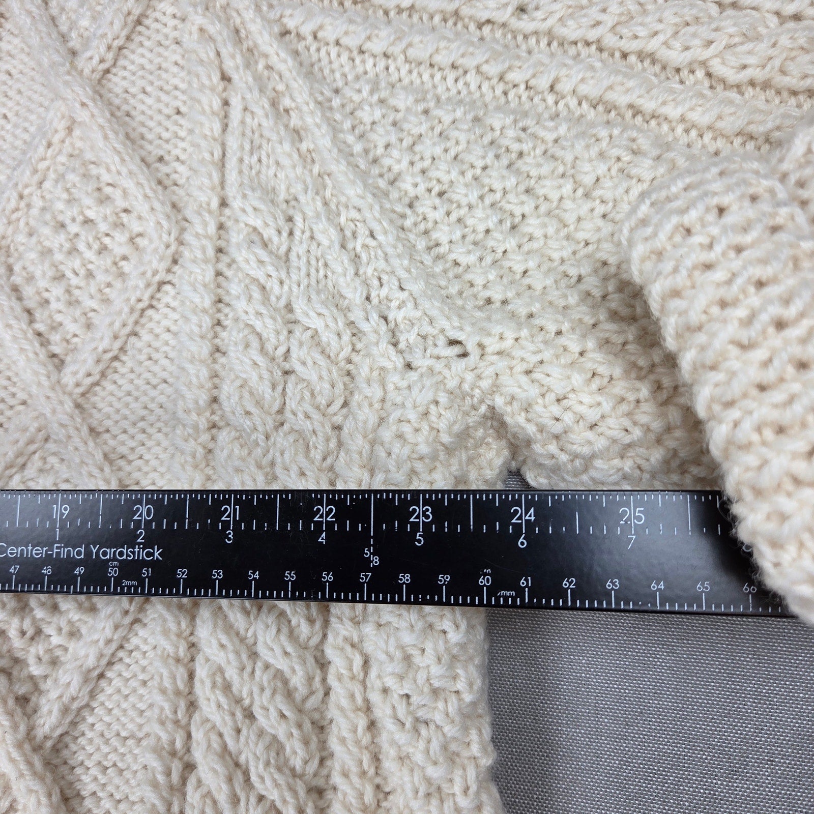Carrick Fin Irish Aran Fisherman Sweater Wool Hand Knit Donegal XL Cream