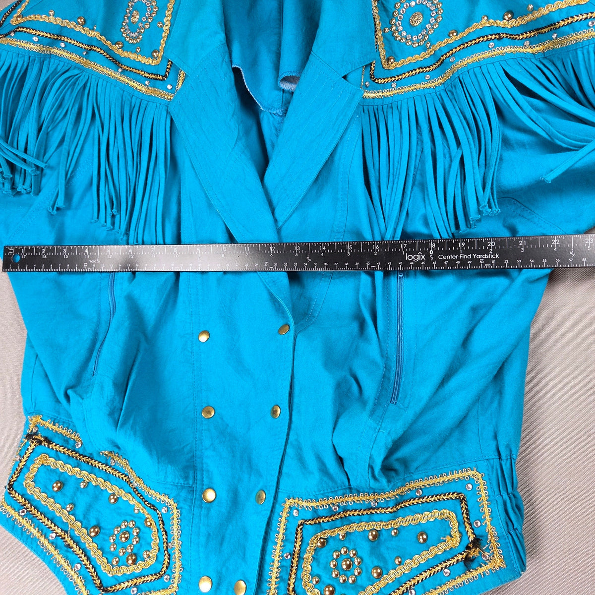 Varda Garfinkel Vintage 80s Western Fringe Beaded Rodeo Jacket Women's L
