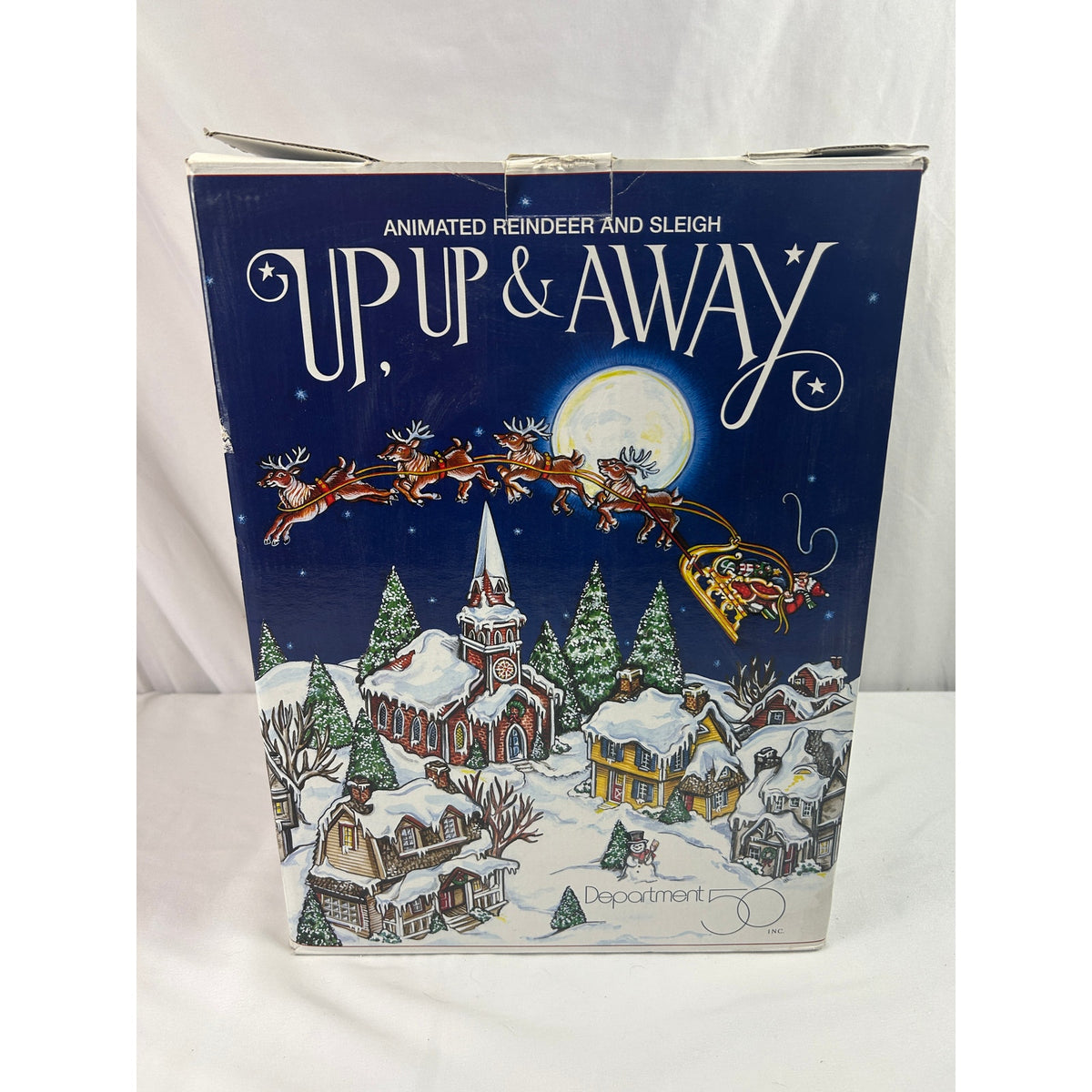 Dept 56 Up Up & Away Animated Santa Reindeer Sleigh 52593 Retired 1999 tested
