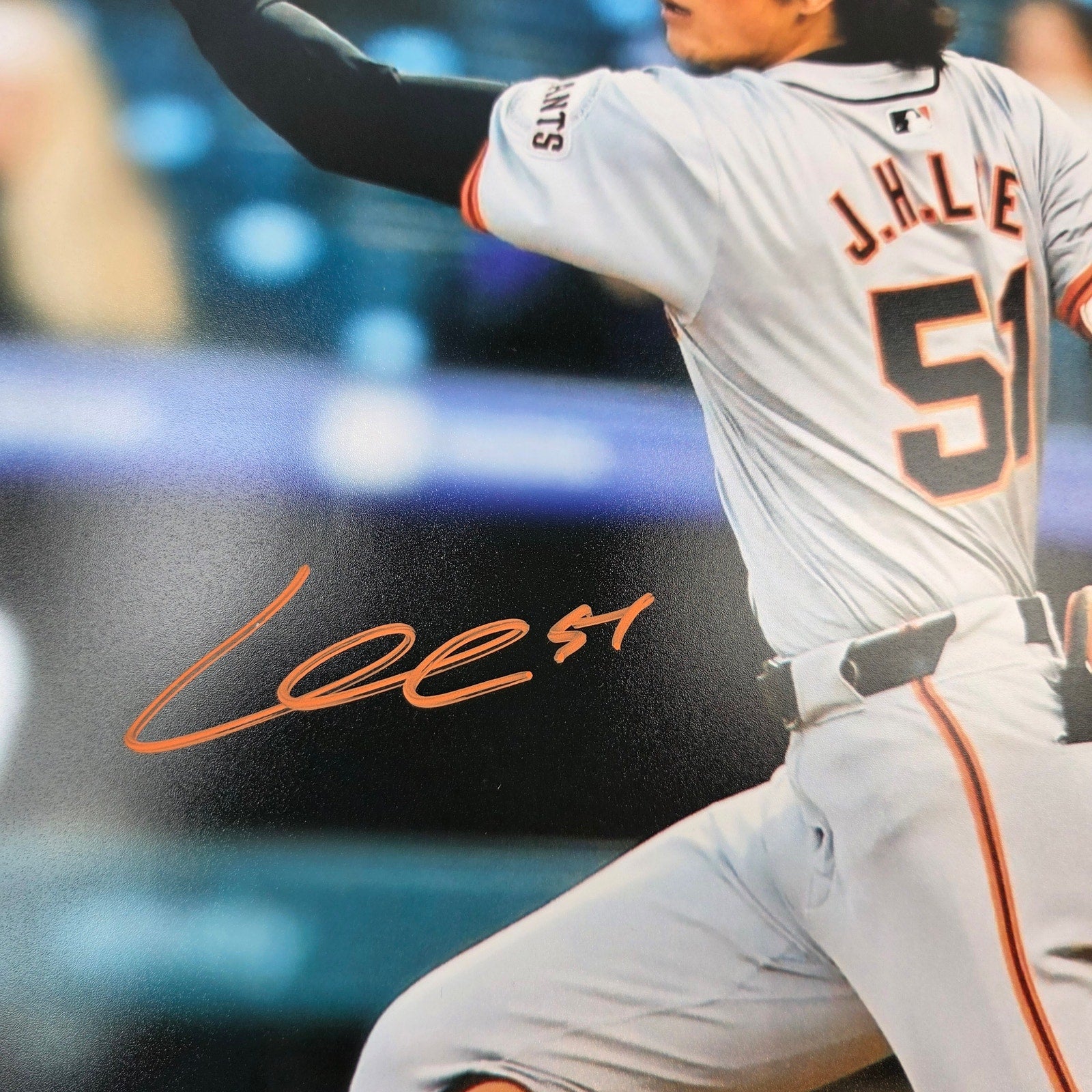 Jung Hoo Lee Signed Lee 51 16x20 San Francisco Giants Photo BAS Witness COA