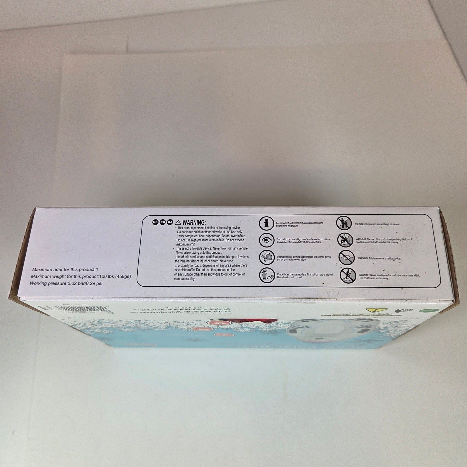 Snow Zone Snow Polar Bear Inflatable Snow Tube Sled 40" Kids Ages 6+ New Boxed