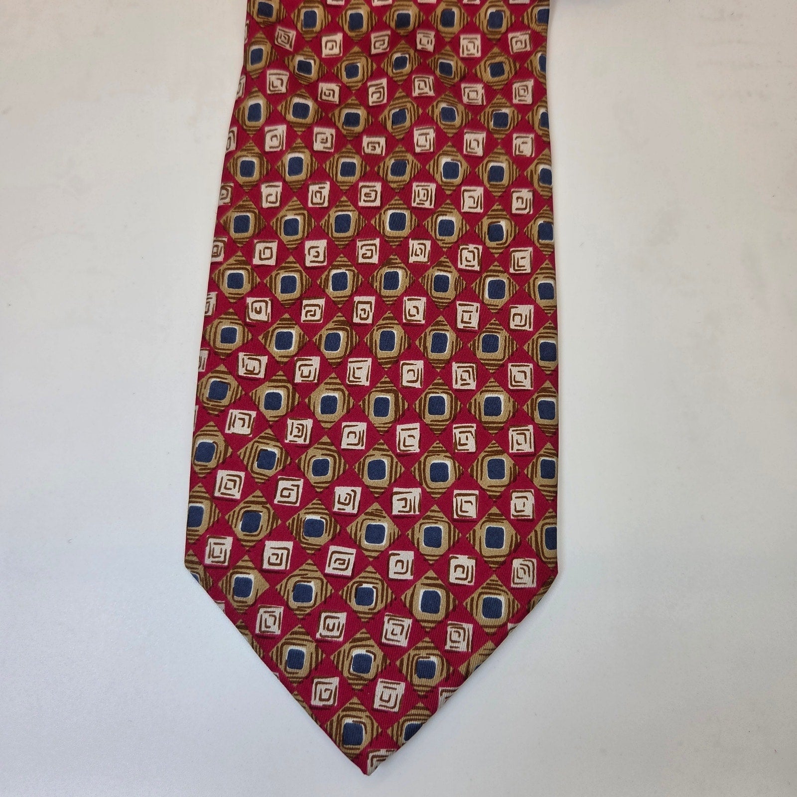 Alta Moda Cervino Italy Silk Geometric Necktie Wide Vintage Mens Tie Vintage