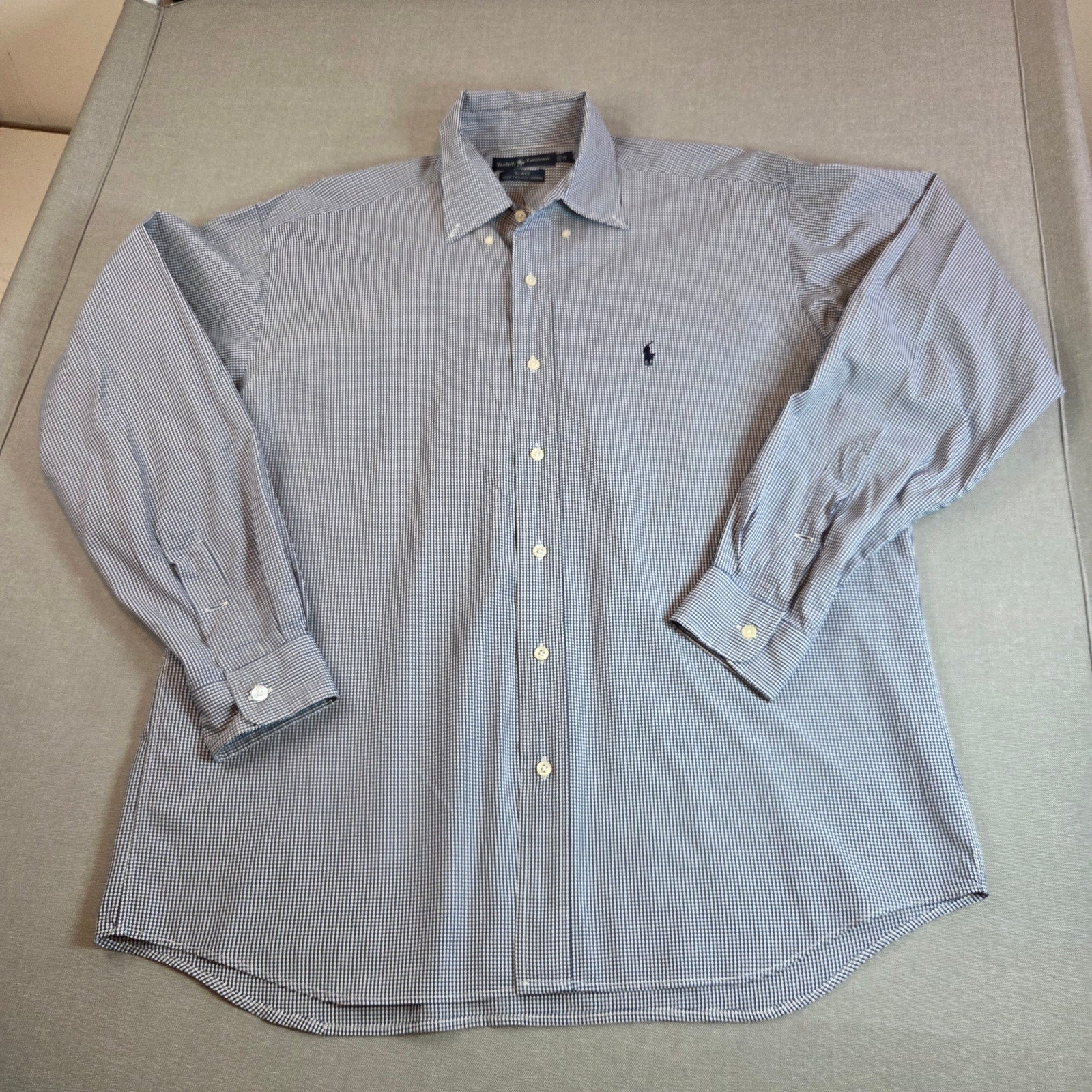 Ralph Lauren Blake Blue Check Button Down Shirt Men’s Size M Two-Ply Cotton