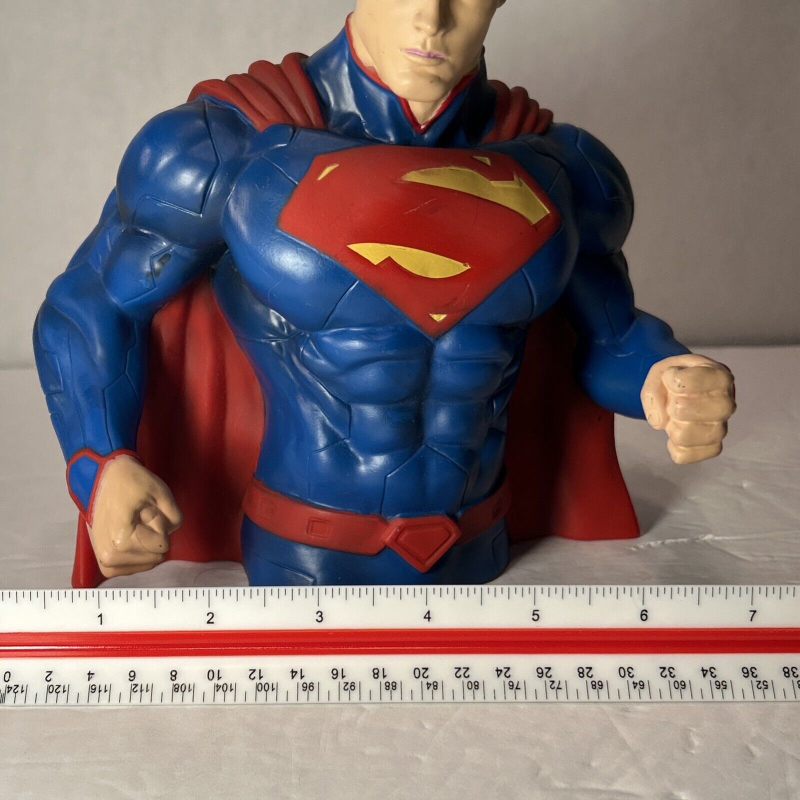 SUPERMAN Bust Molded Piggy BANK DC Comics Coin Bank 7.5” Hard Plastic Never Used