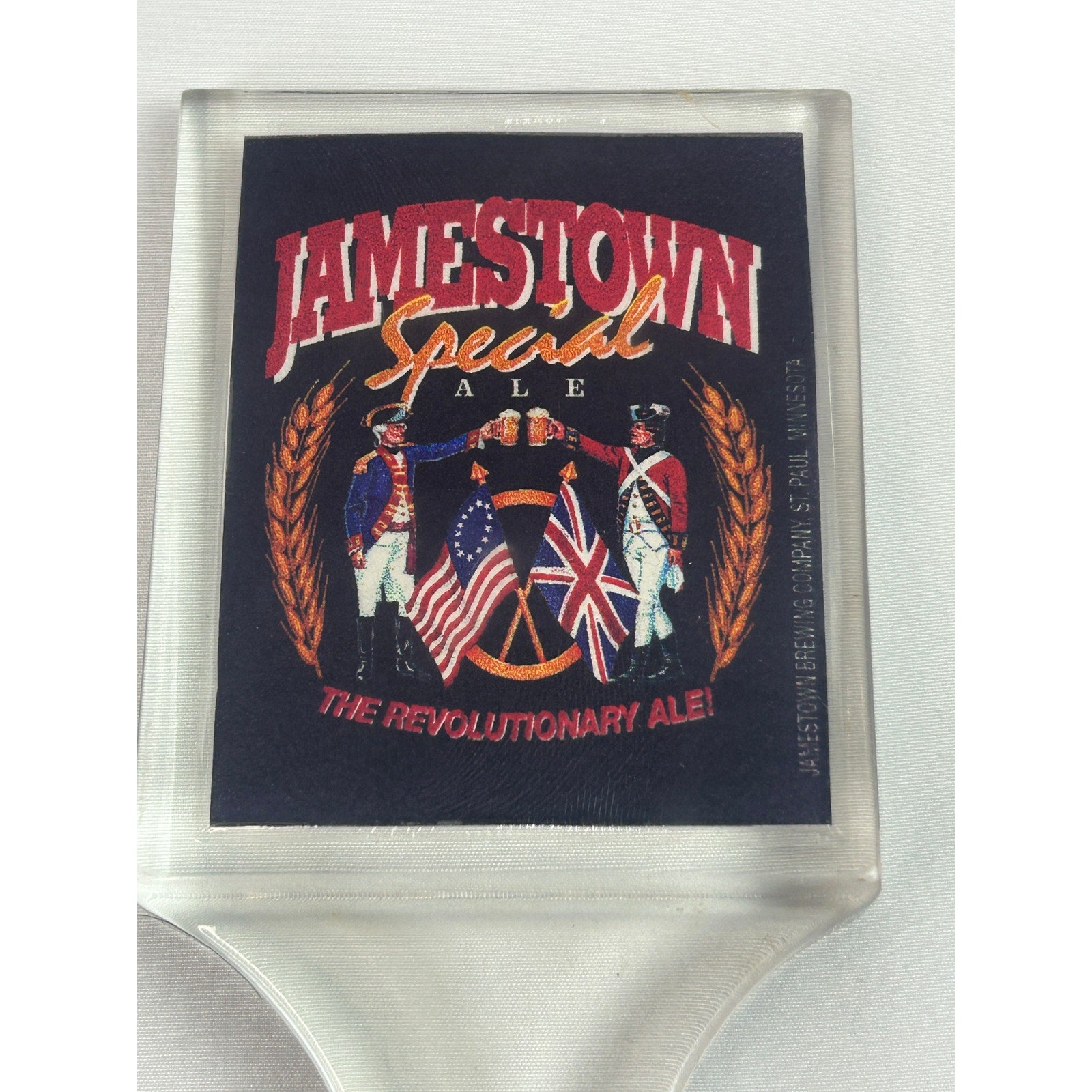 Jamestown Special Ale Beer Tap Handle Clear Acrylic St Paul MN Breweriana 1990s