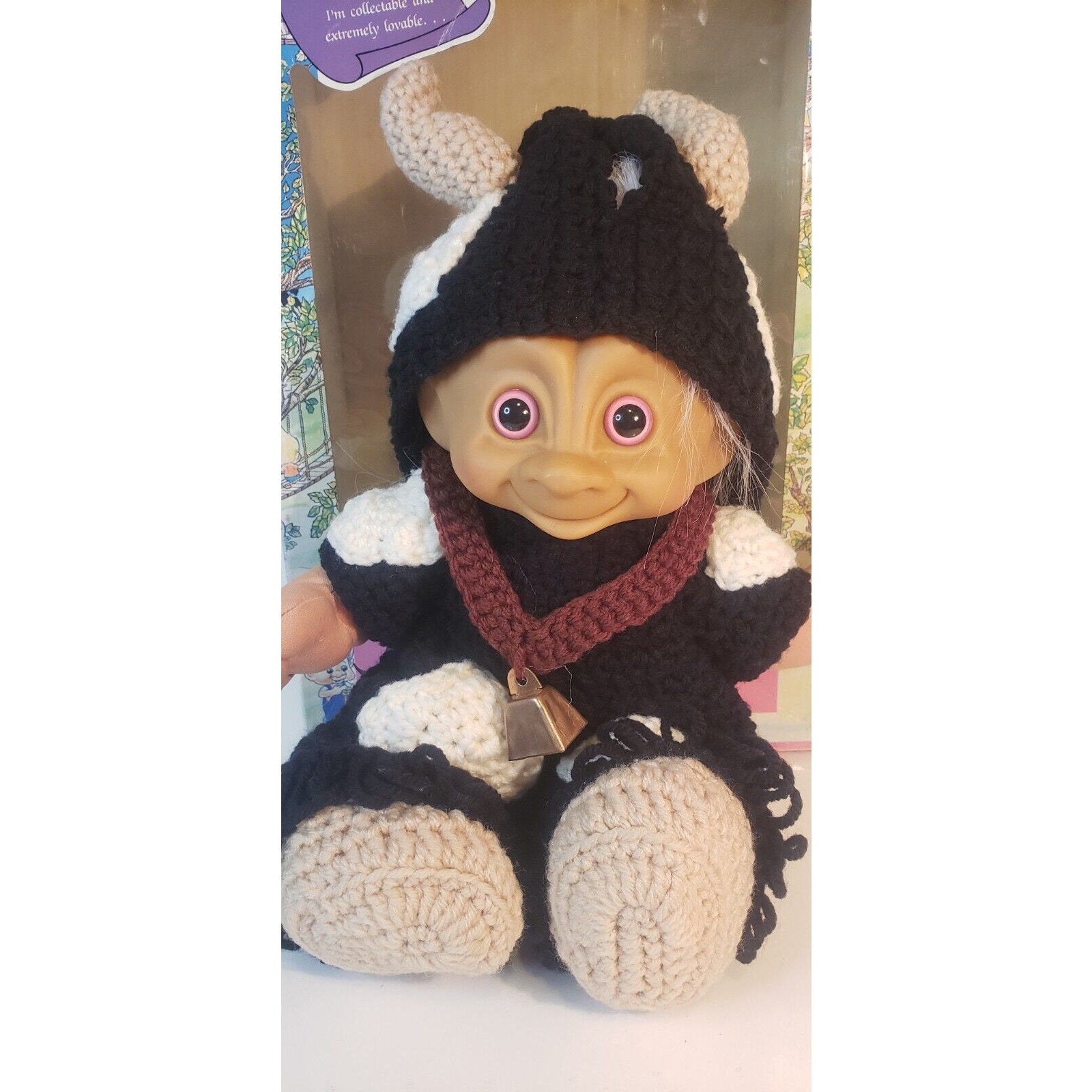1991 Treasure Troll Tot 14" Doll Bellybutton Wishstone Vintage Cow Outfit