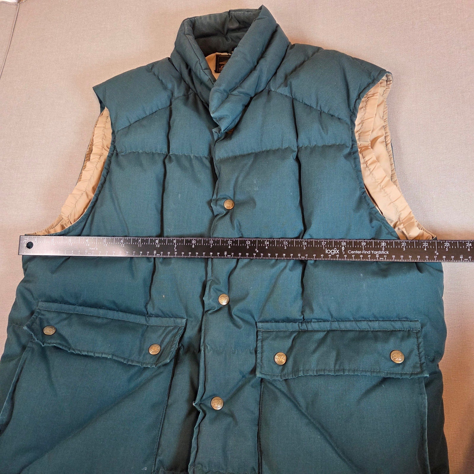 Vintage Eddie Bauer Goose Down Vest XL Made in USA Green Expedition 70s 80s