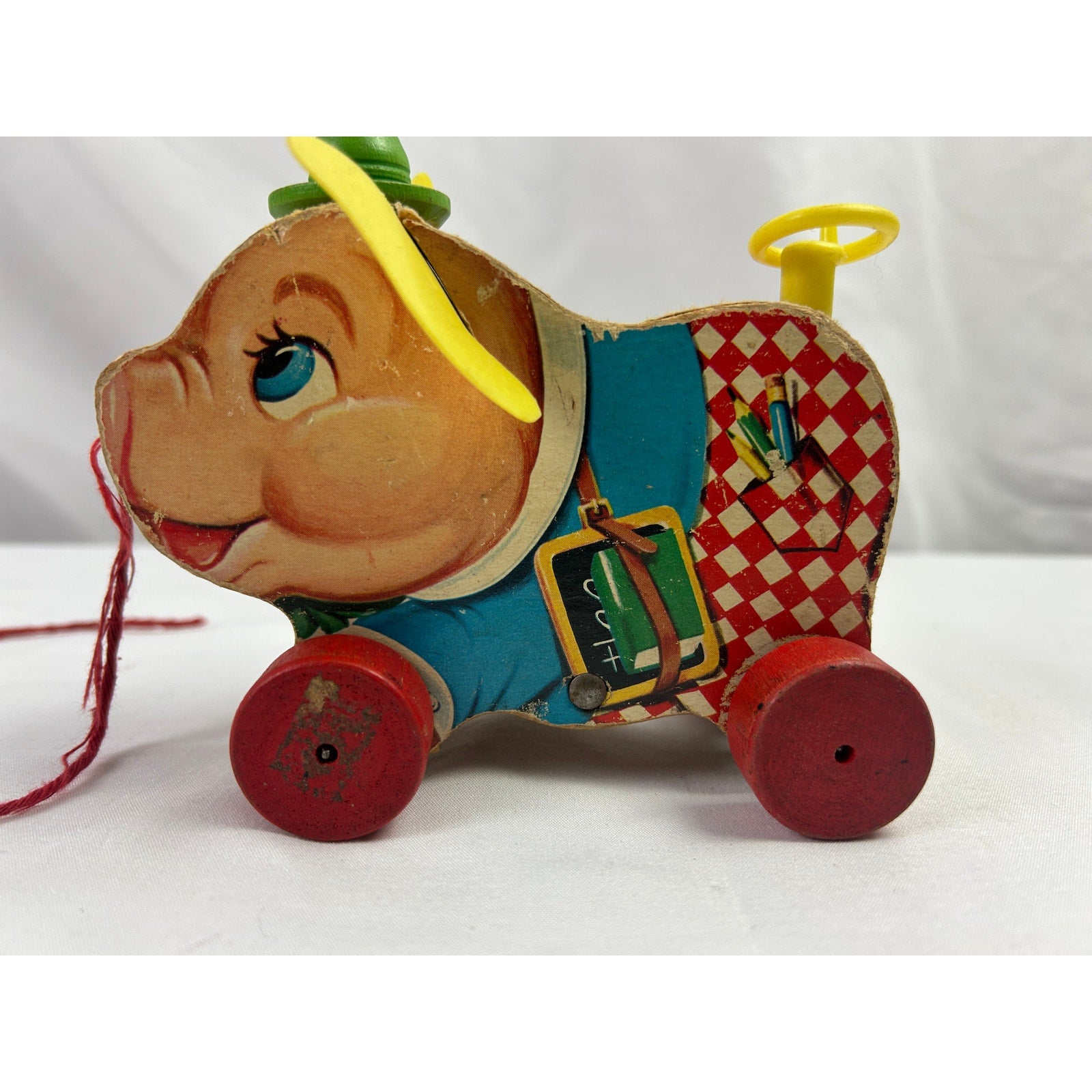 Fisher Price Peter Pig Pull Toy 840 Wood Litho 1950s Vintage Toy
