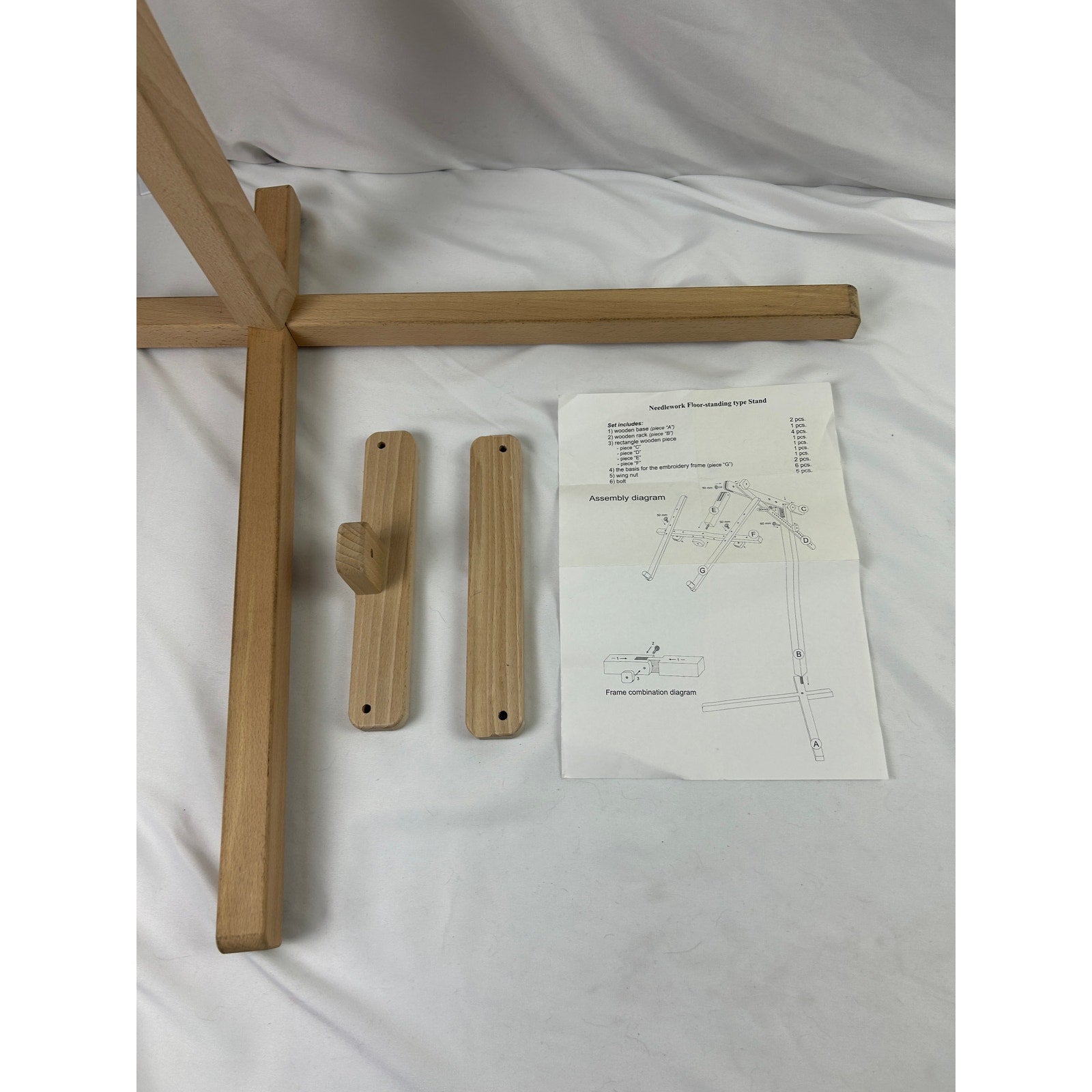 Adjustable Needlework Floor Stand Wooden Embroidery Cross Stitch Frame
