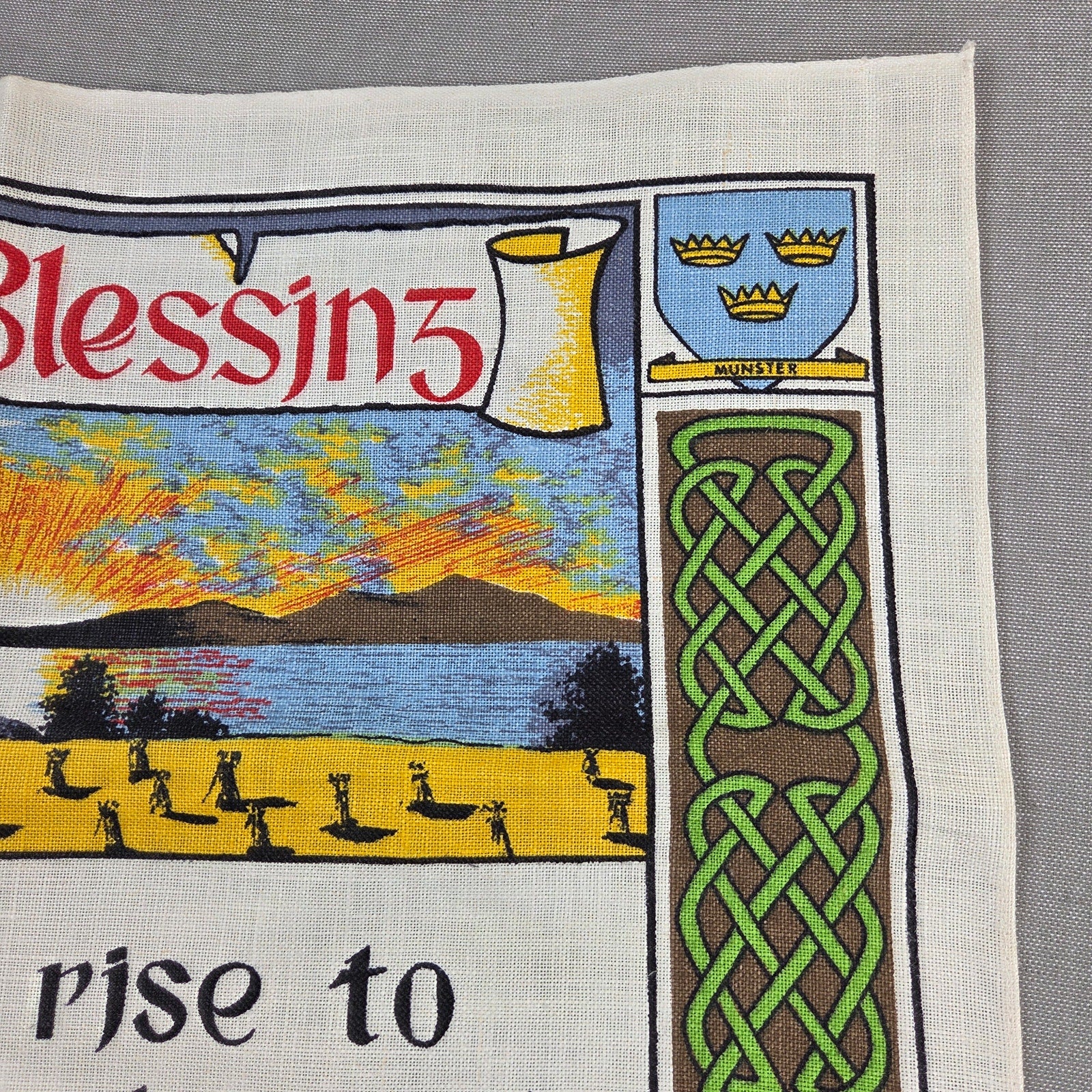 Vintage Nelson Irish Blessing Pure Linen Tea Towel Made Ireland 30.5"x21"
