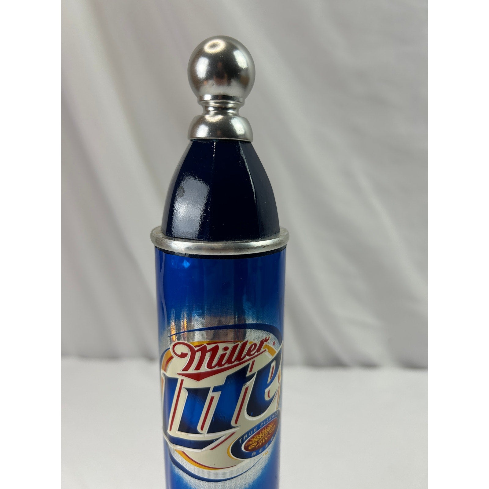 Vintage Miller Lite Beer Tap Handle Blue Can Chrome 12 Inch Breweriana
