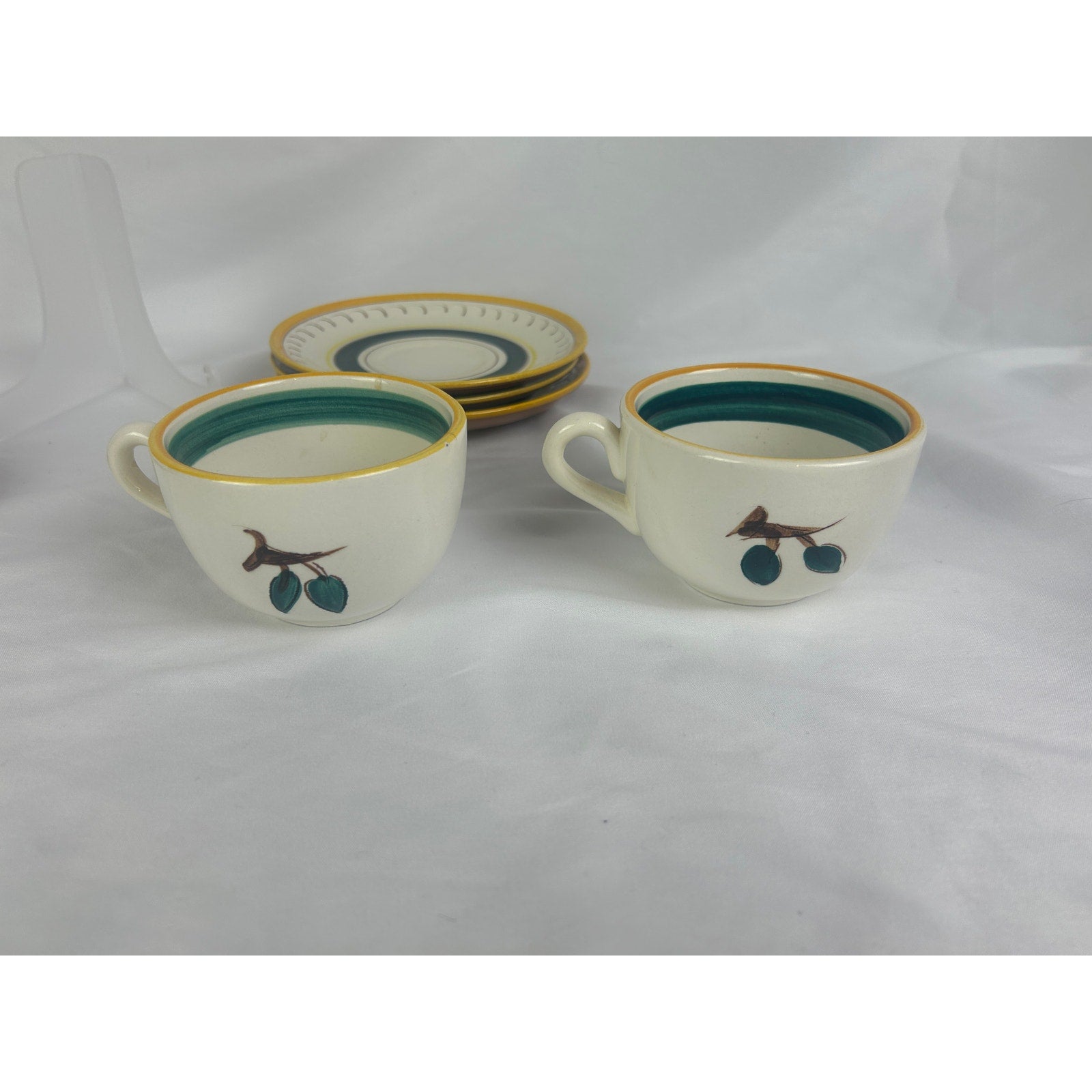 Vintage Stangl Fruit Cups Saucers 8 Piece Lot Hand Painted Pottery