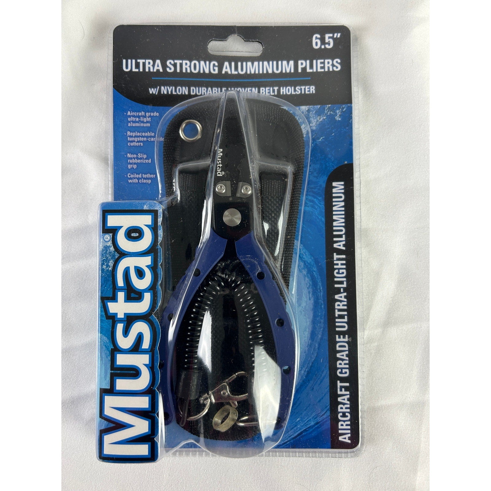 Mustad 6.5 Aluminum Fishing Pliers MT033 Holster New Sealed