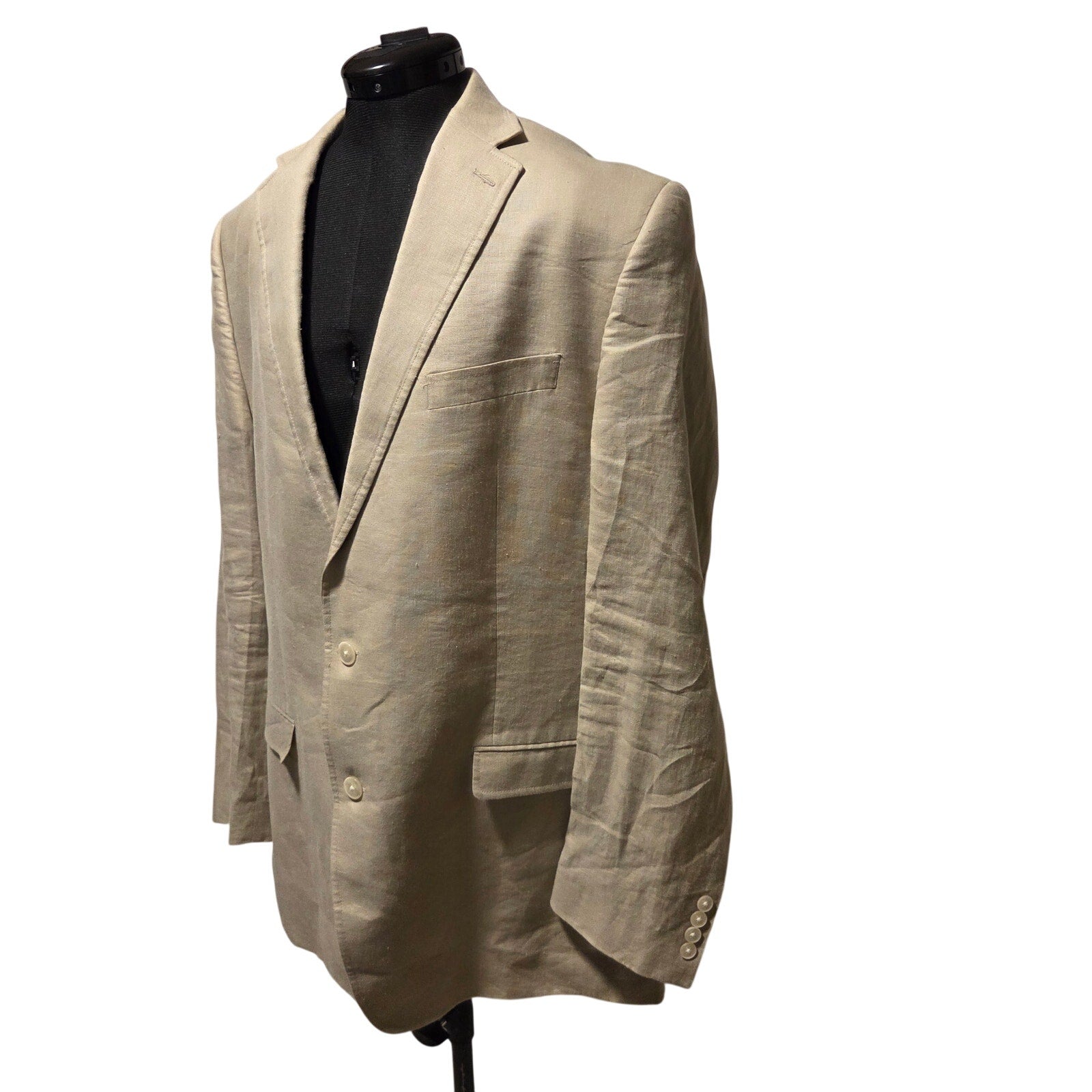 Lauren Ralph Lauren Mens Linen Blazer 44XL Tan Sport Coat 2 Button Jacket