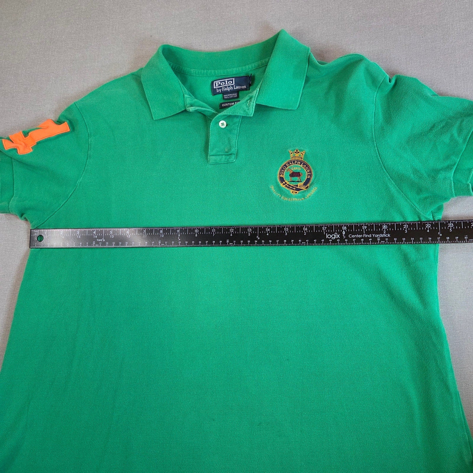 Polo Ralph Lauren Custom Fit Green Crest Polo Shirt XL #4 Sleeve