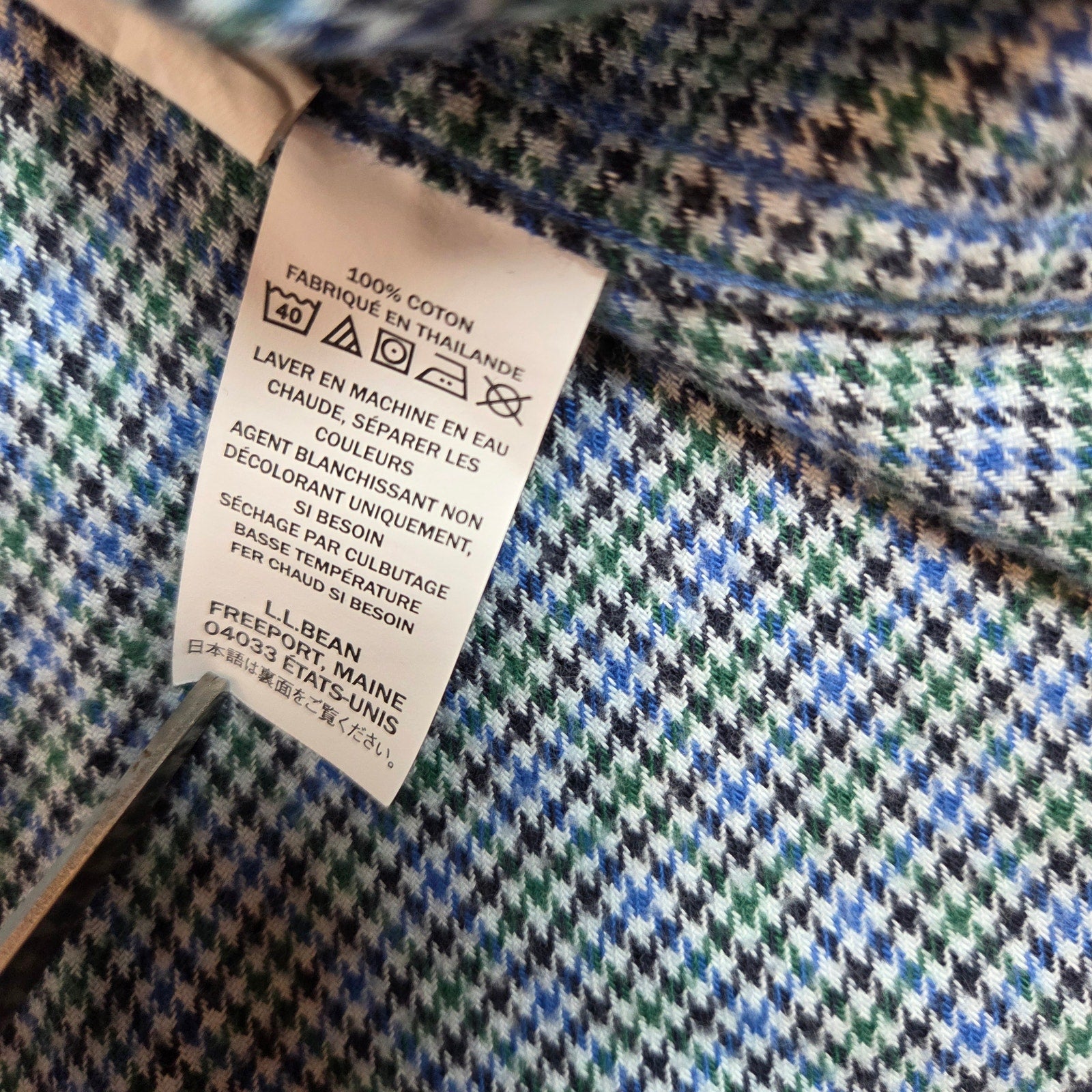 LL Bean XXXL Tall Traditional Fit Cotton Button Down Shirt Blue Check