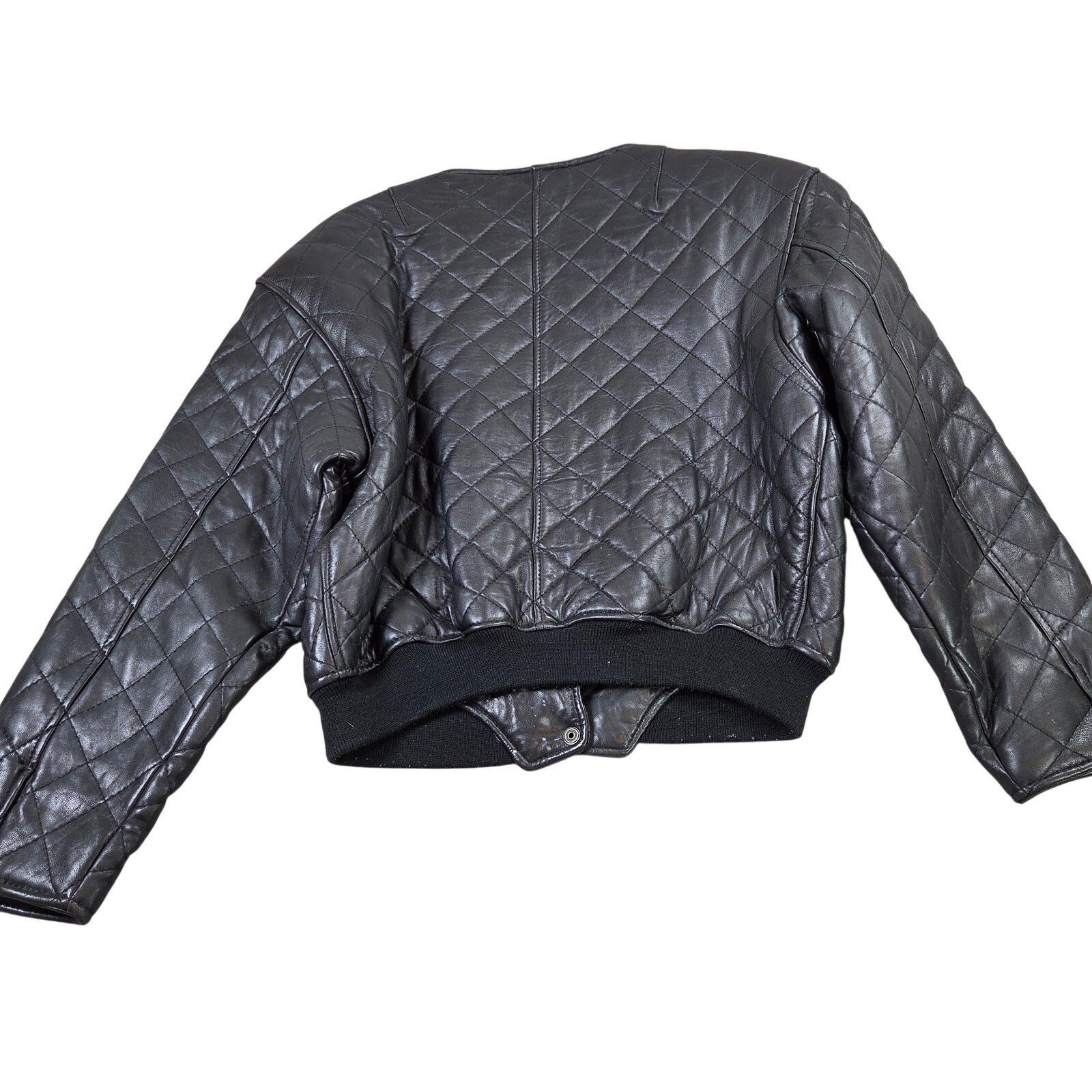 Express Quilted Leather Jacket Womens Small Cropped Bomber Vintage Korea