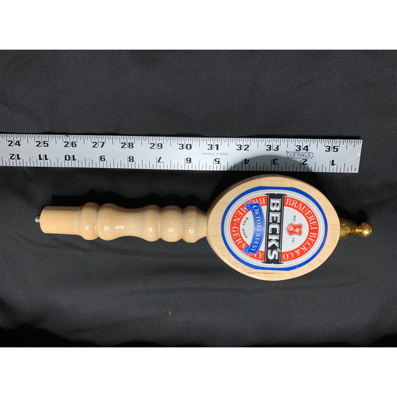 Beck's Oktoberfest Beer Tap Handle Wood Brass 12 Inch German Bar Keg Pull