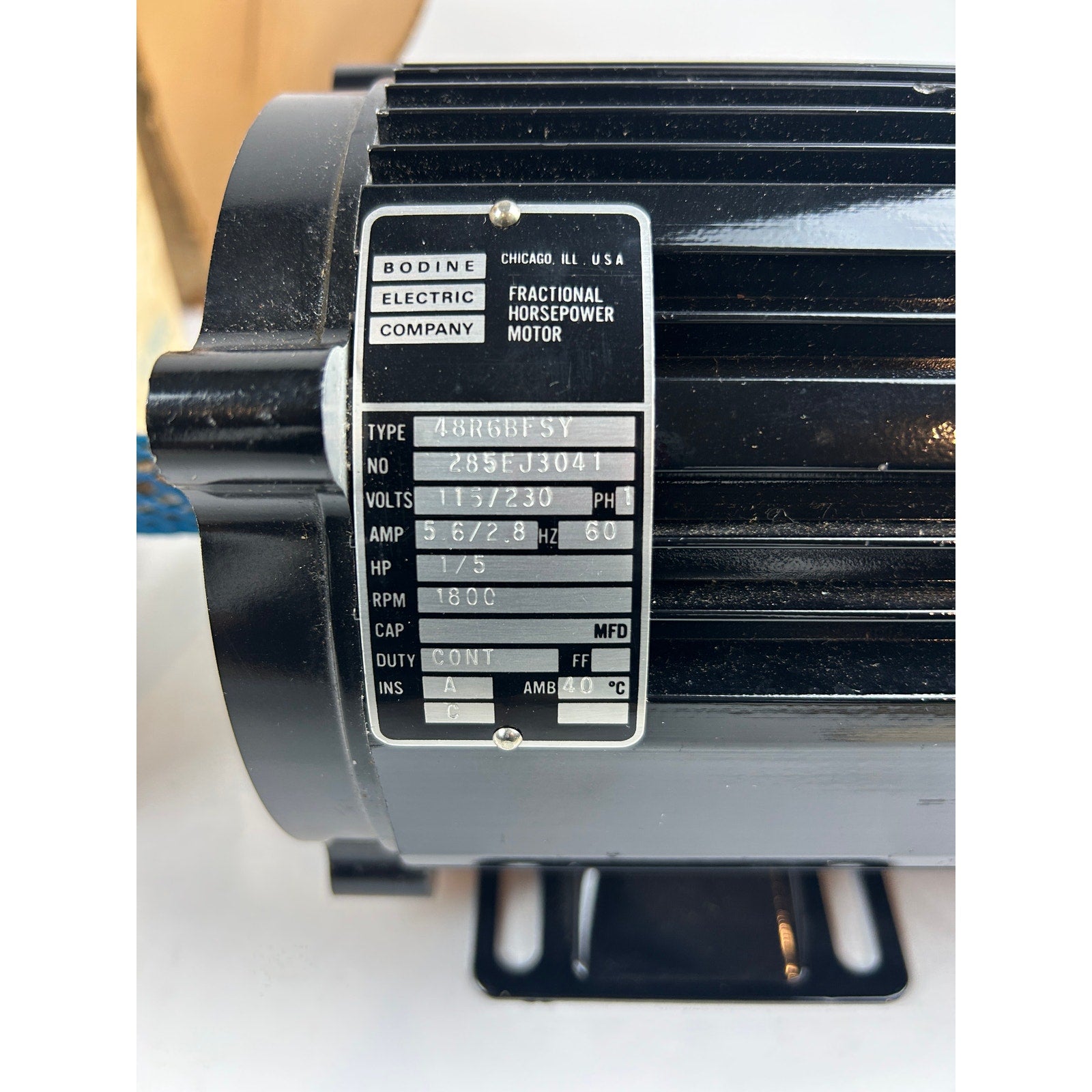 Bodine 48R6BFSY 1/5 HP 1800 RPM AC Motor 115/230V Split Phase TEFC