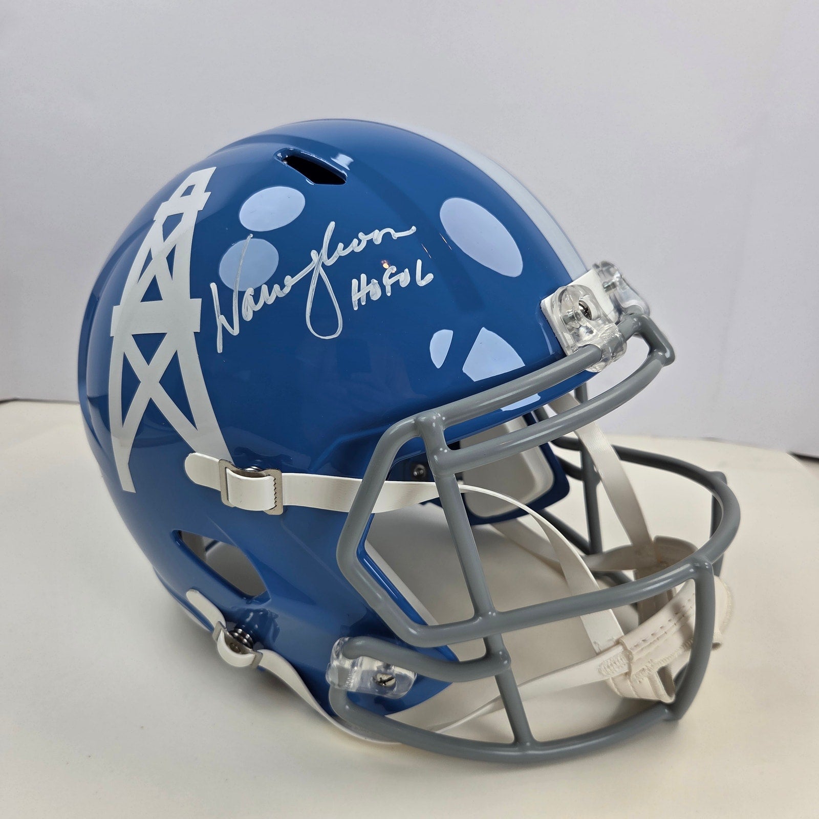 Warren Moon HOF 06 Signed Houston Oilers Riddell Speed Helmet BAS Witness FS