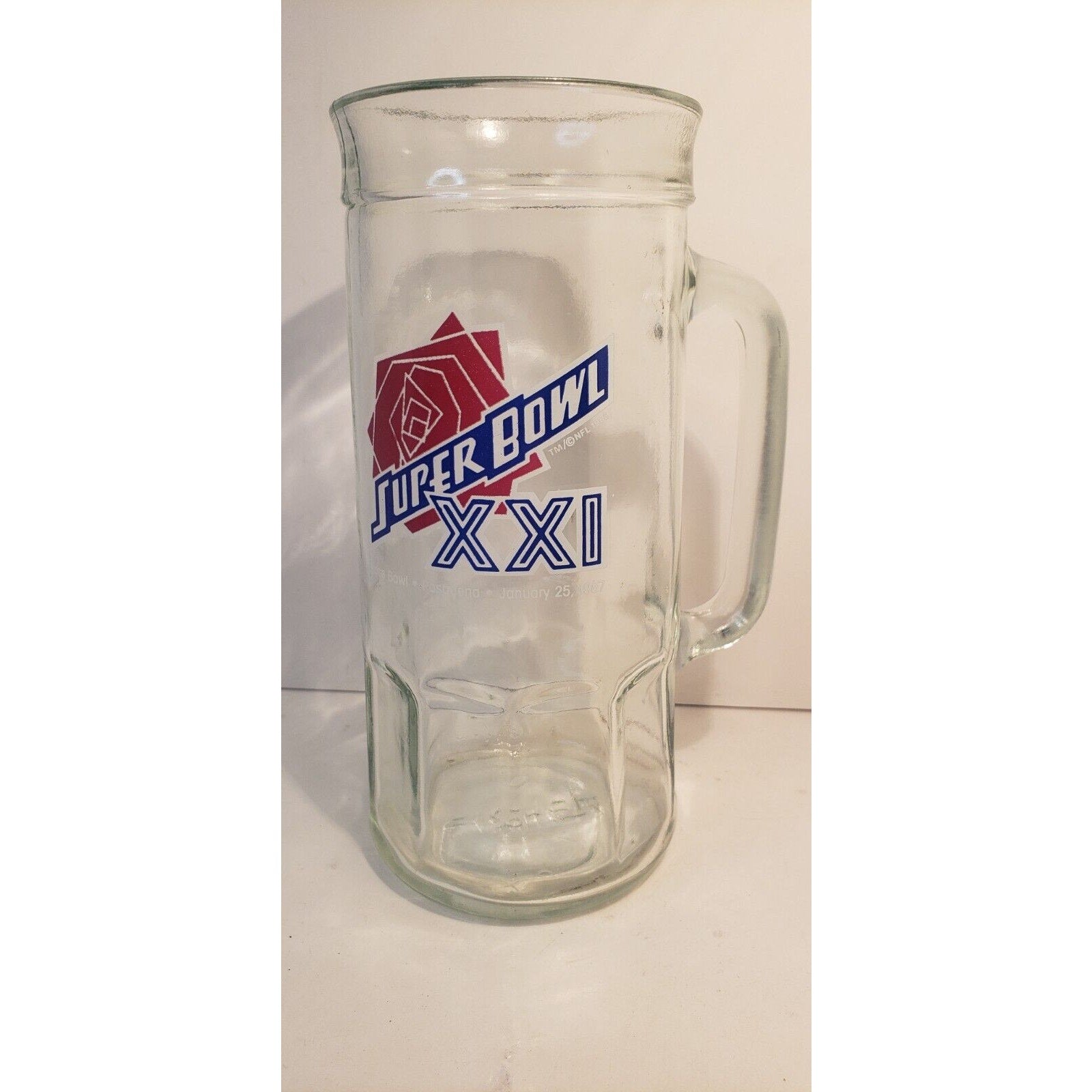 NFL Mug Super Bowl XXI Rose Bowl Pasadena 1-25-1987 Giants Fisher Nuts Promo
